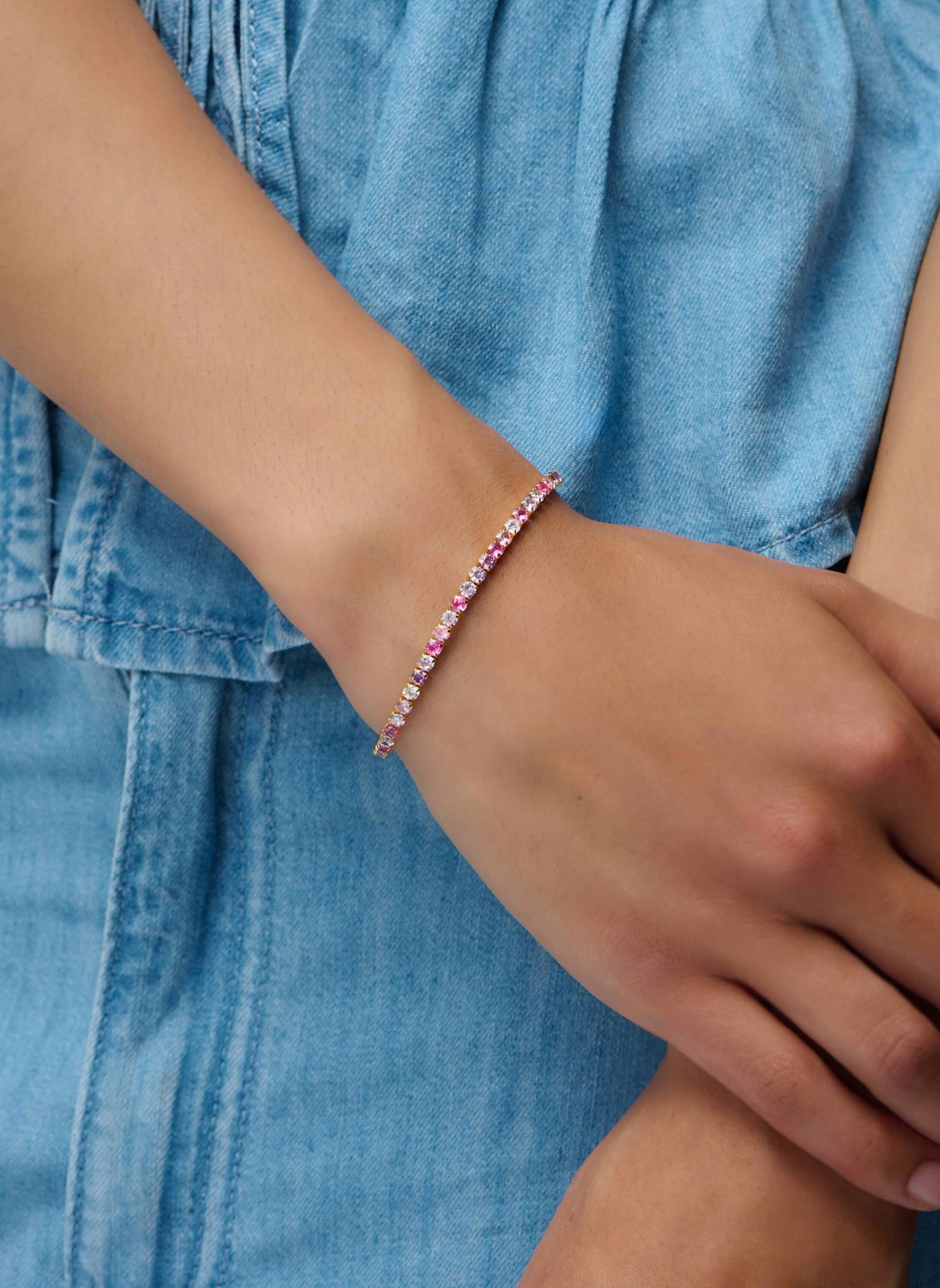 OHH LUILU Armbänder TENNIS SUNSET PINK by GLAMBOU: GOLD