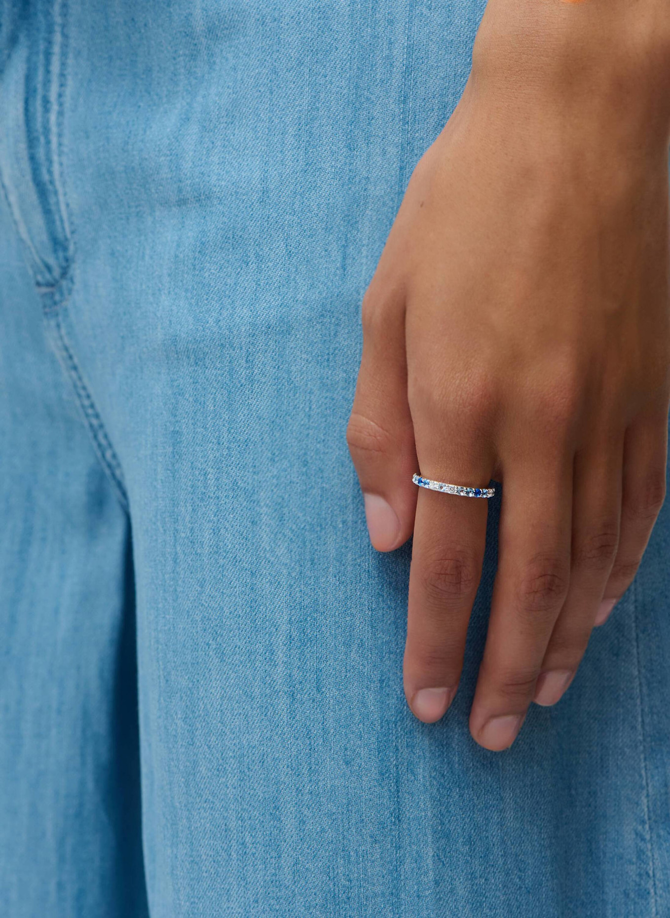 OHH LUILU Ringe TENNIS BLUE GRADIENT by GLAMBOU: SILBER
