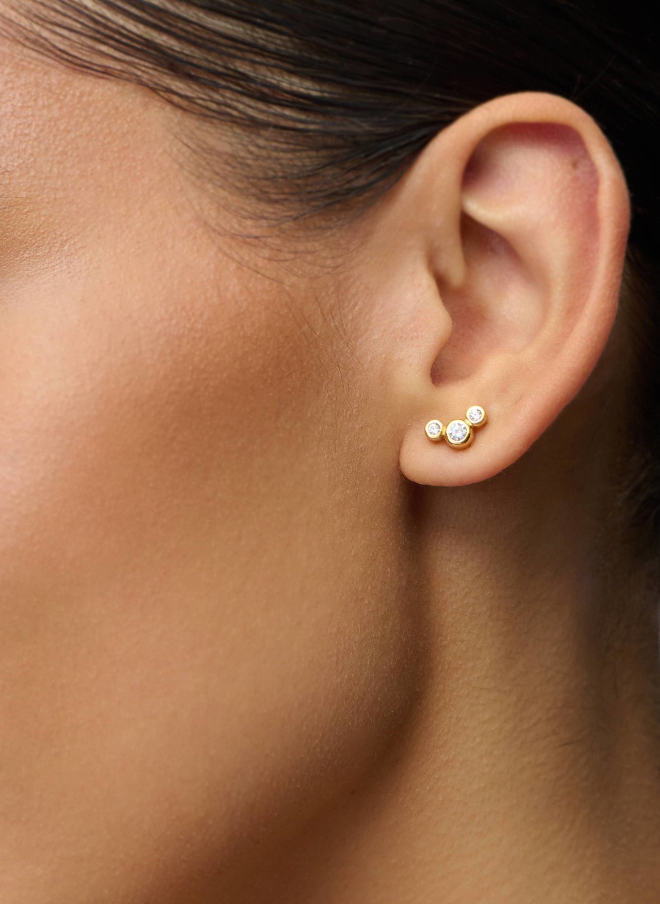 OHH LUILU Ohrstecker CRYSTAL CIRCLES PIERCING by GLAMBOU: GOLD