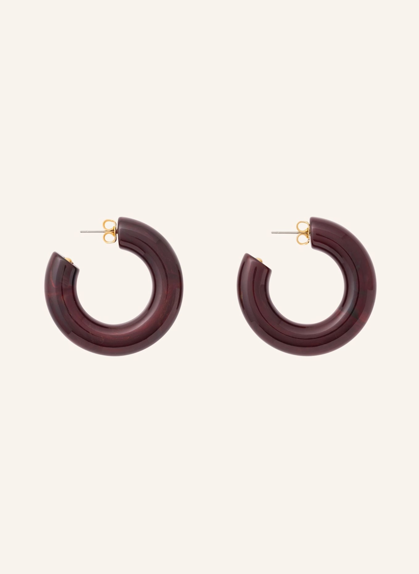 VANESSA BARONI Creolen CLASSIC BORDEAUX MARBLE by GLAMBOU: GOLD