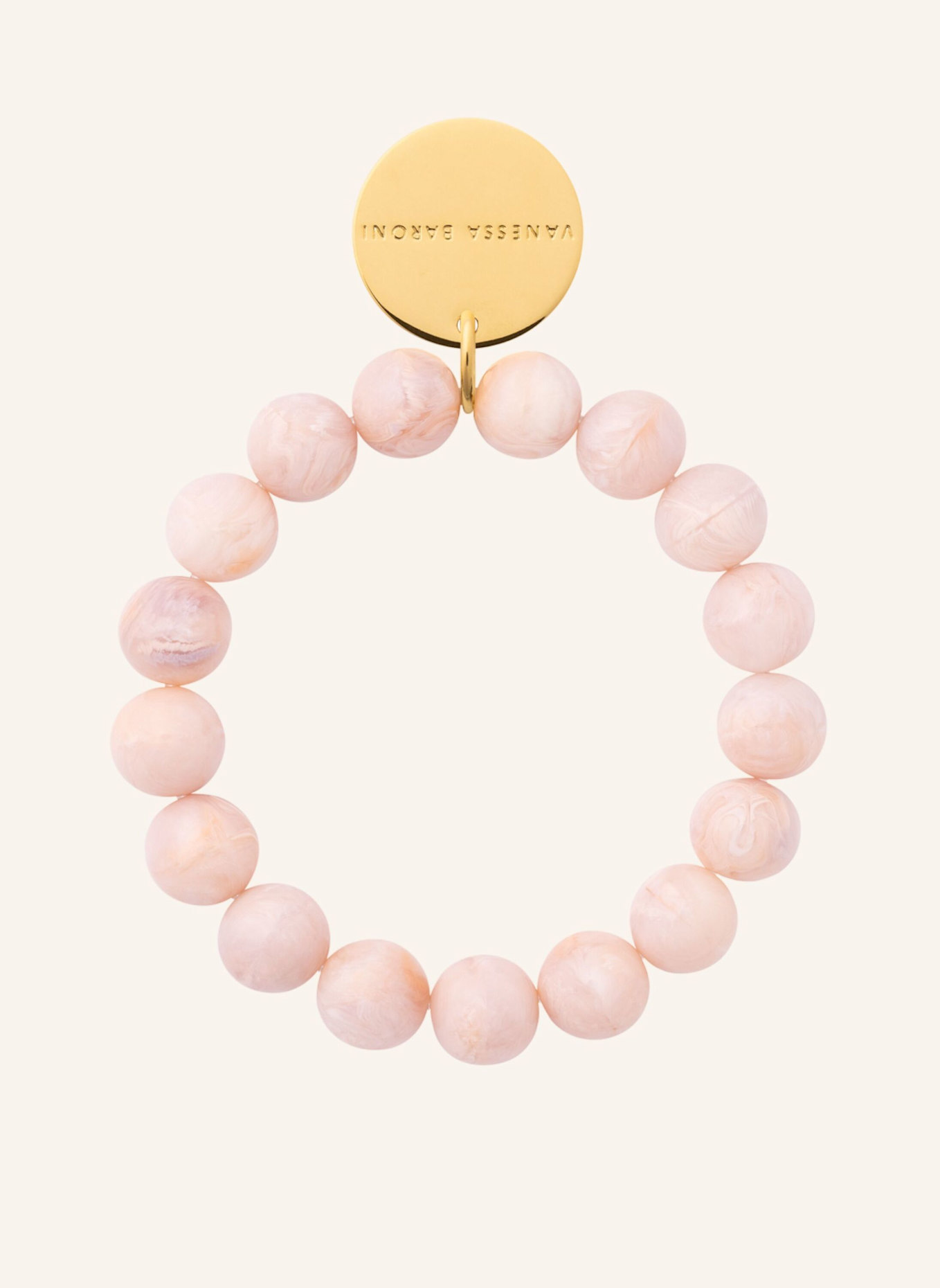 VANESSA BARONI Armbänder MINI BEADS FLEX IVORY ROSE MARBLE by GLAMBOU: GOLD