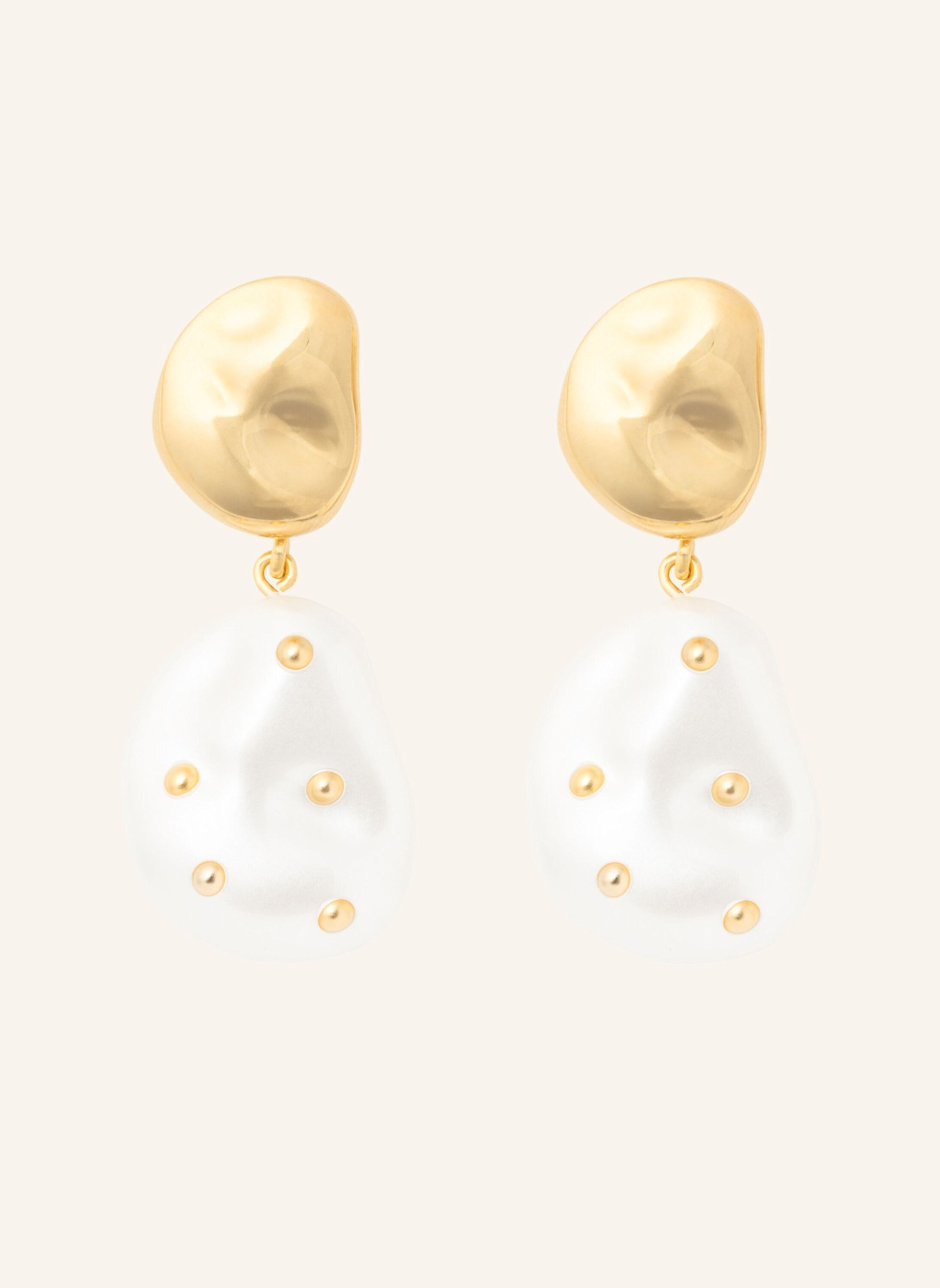 VANESSA BARONI Ohrhänger DOUBLE NUGGET STUD PEARL GOLD by GLAMBOU: GOLD
