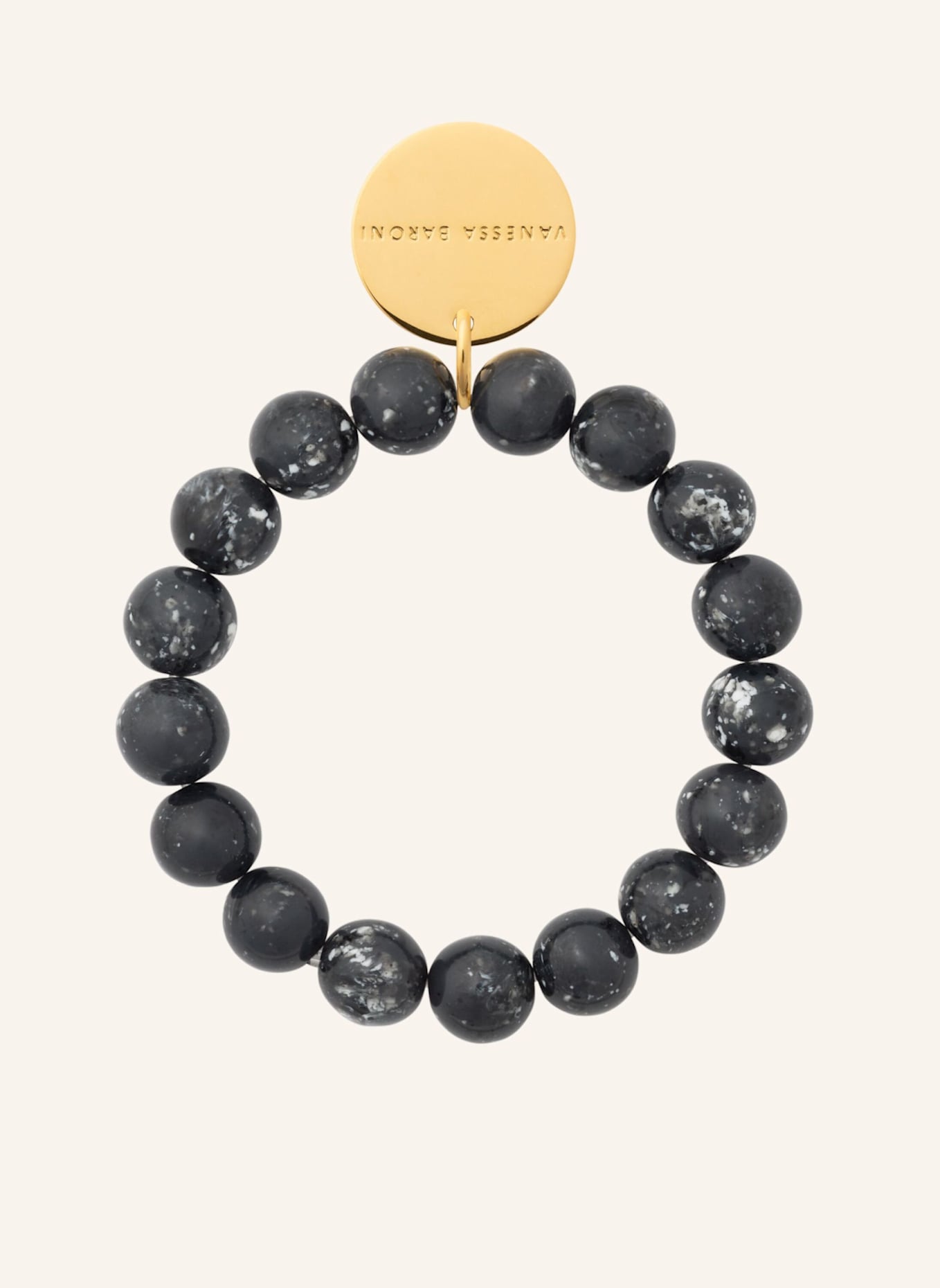 VANESSA BARONI Armbänder MINI BEADS FLEX BLACK MARBLE by GLAMBOU: GOLD