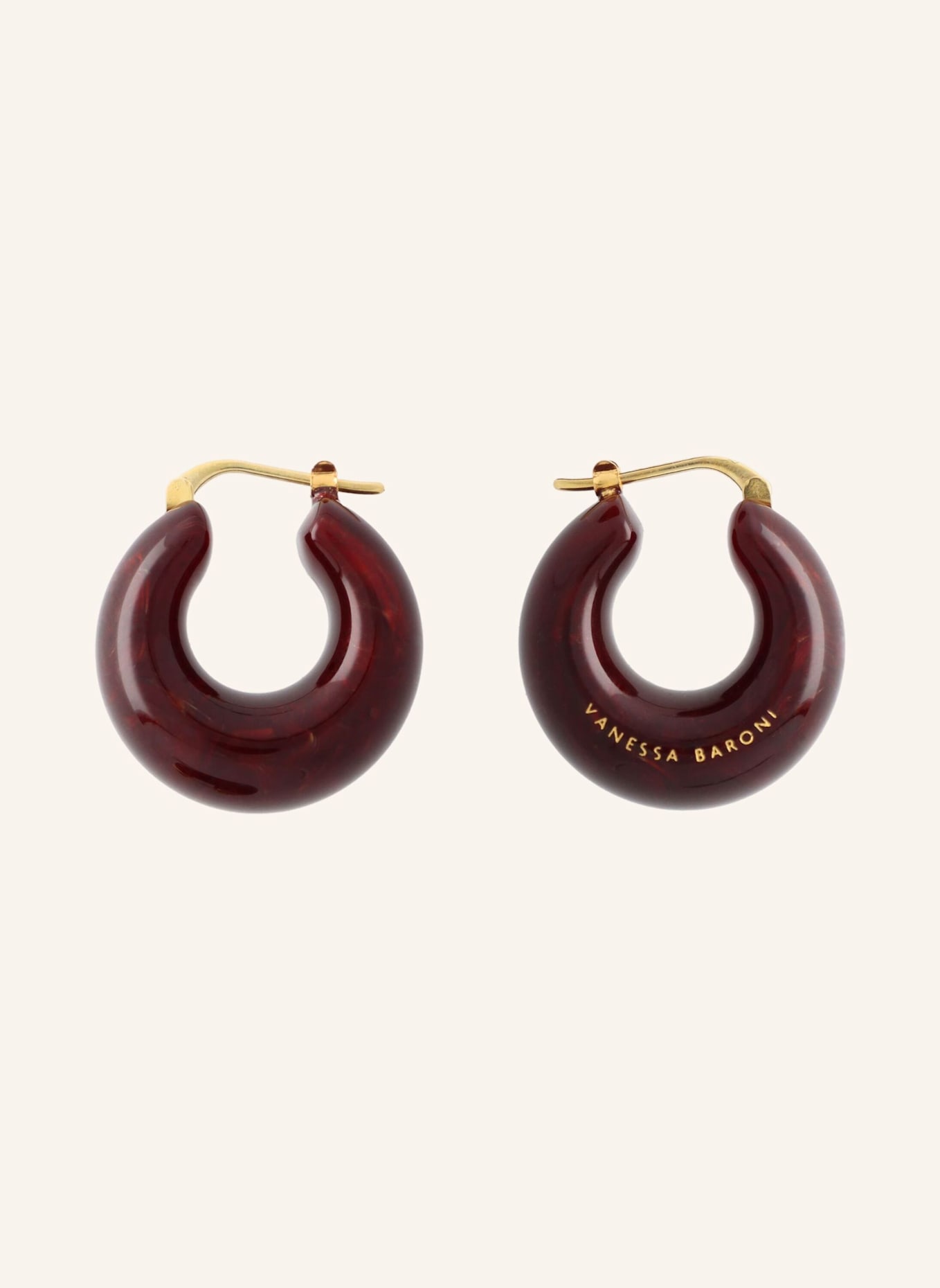 VANESSA BARONI Creolen CIRCLET BORDEAUX MARBLE by GLAMBOU: GOLD