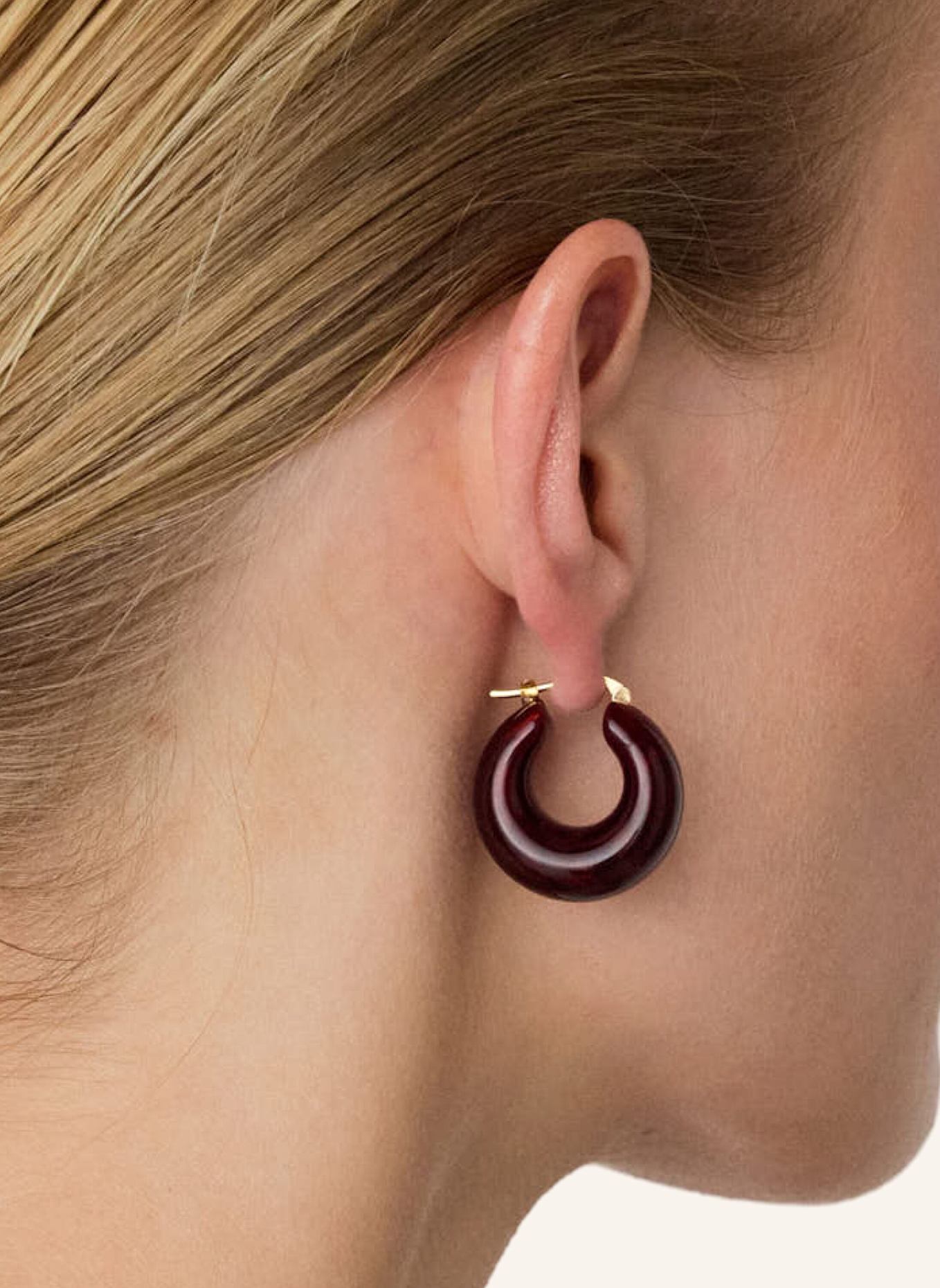 VANESSA BARONI Creolen CIRCLET BORDEAUX MARBLE by GLAMBOU: GOLD