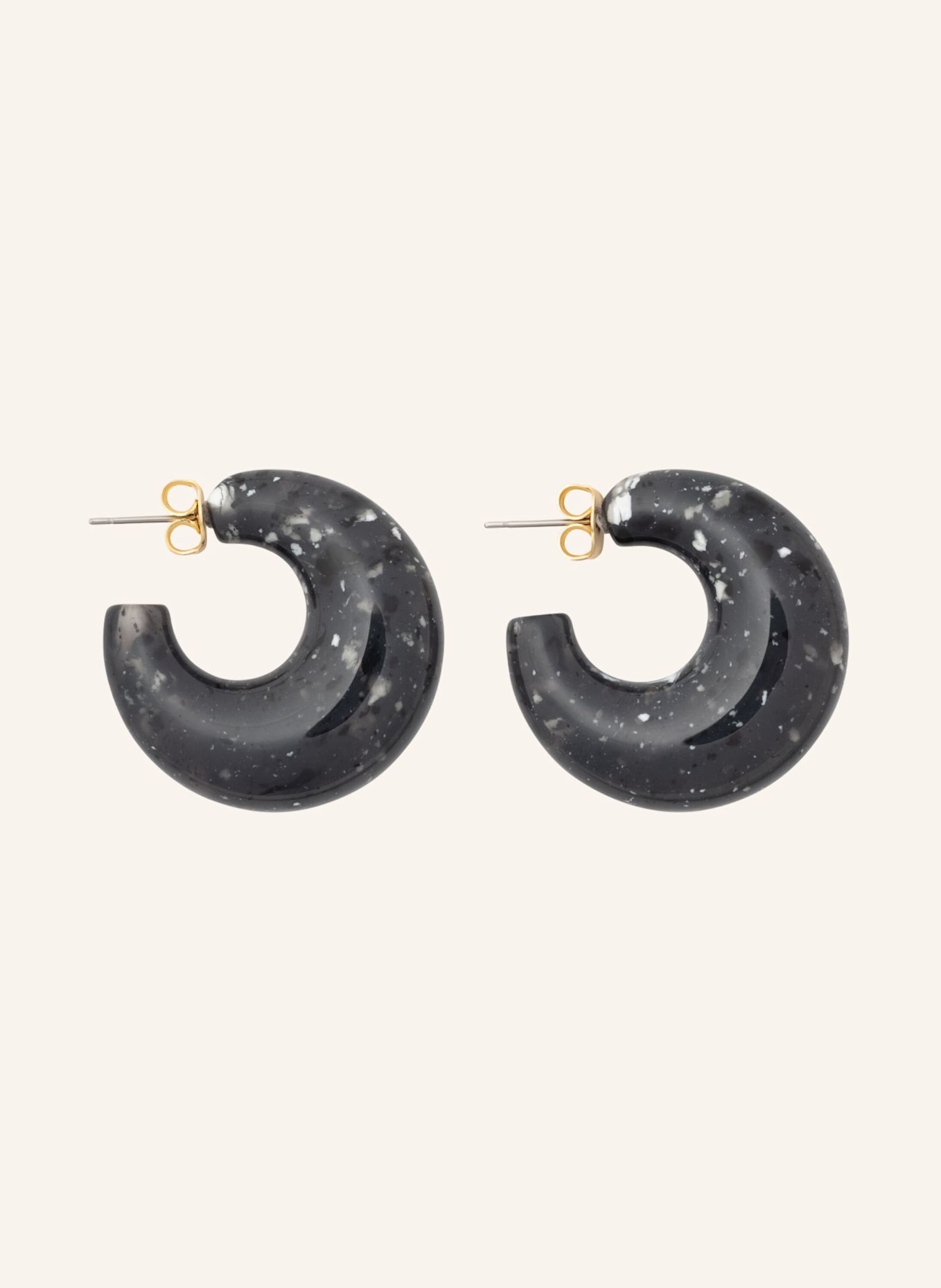 VANESSA BARONI Creolen MOON BLACK MARBLE by GLAMBOU: GOLD