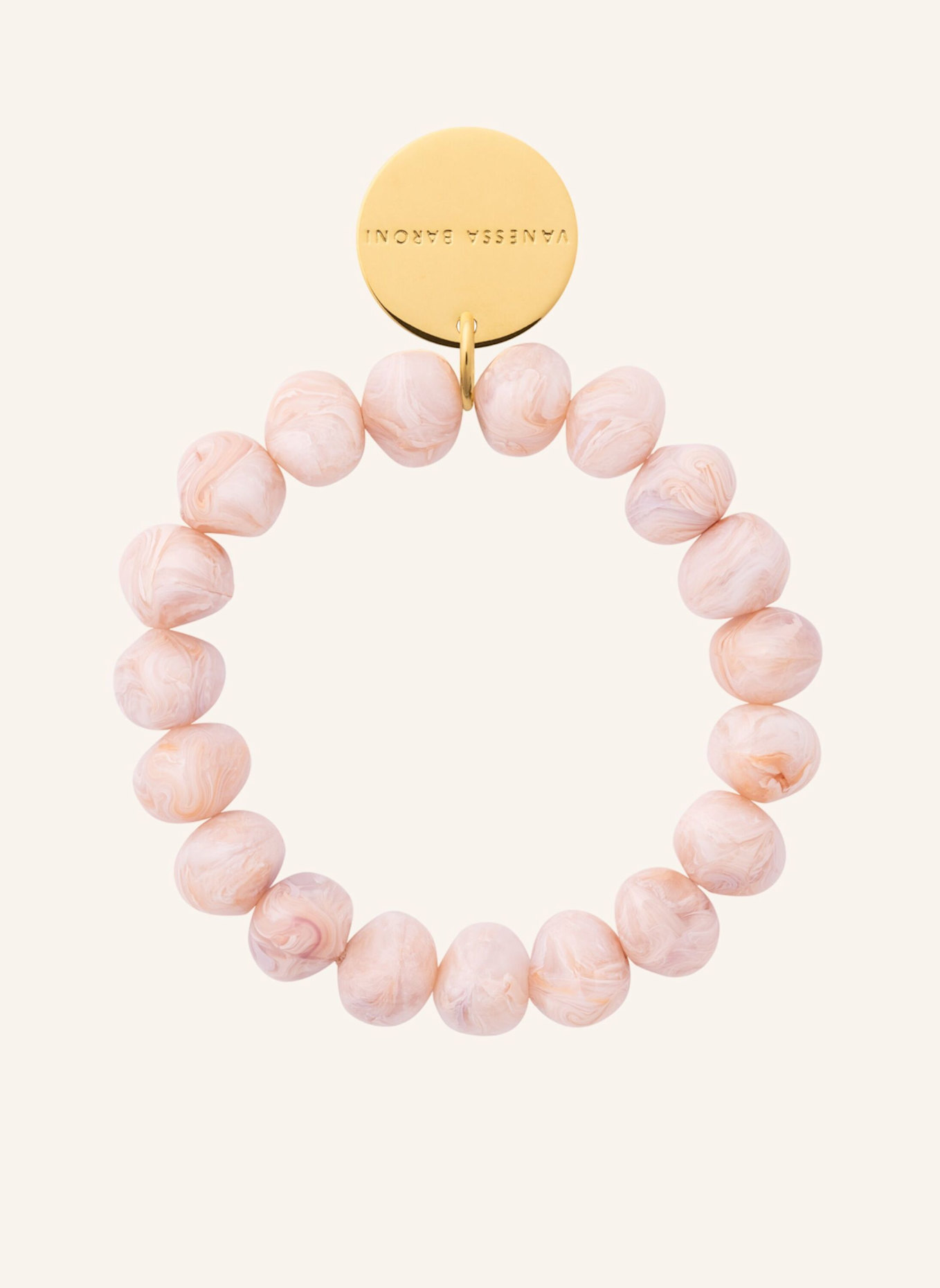 VANESSA BARONI Armbänder MINI STONE FLEX IVORY ROSE MARBLE by GLAMBOU: GOLD