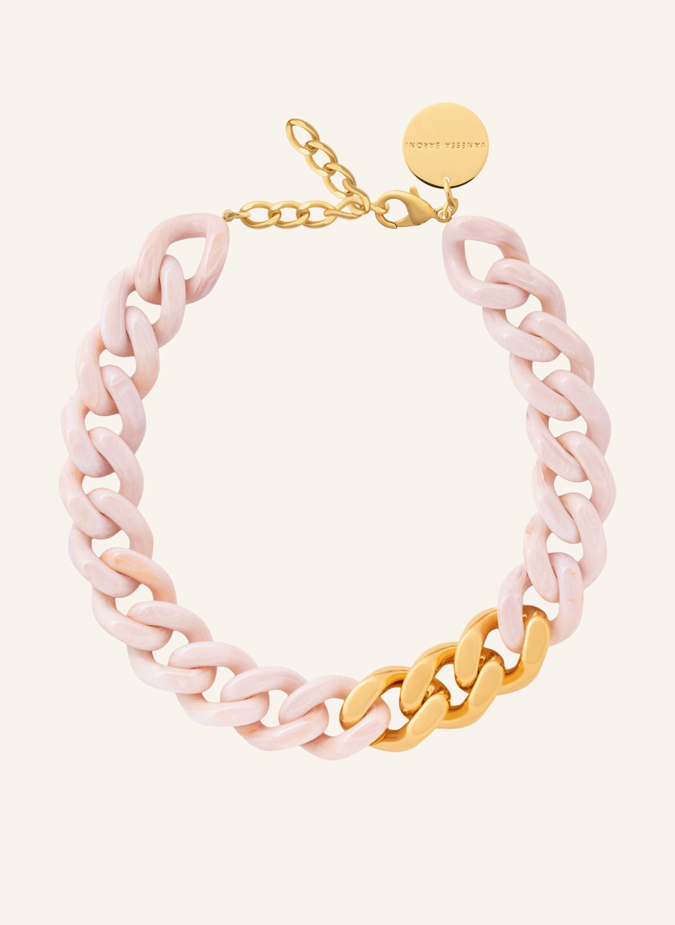 VANESSA BARONI Halsketten FLAT CHAIN GOLD IVORY ROSE MARBLE by GLAMBOU: GOLD