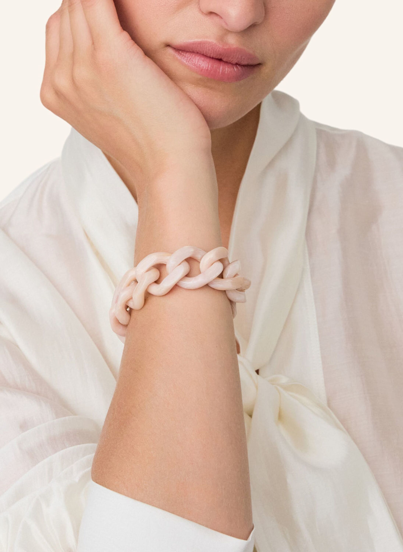 VANESSA BARONI Armbänder FLAT CHAIN BRACELET IVORY ROSE MARBLE by GLAMBOU: GOLD