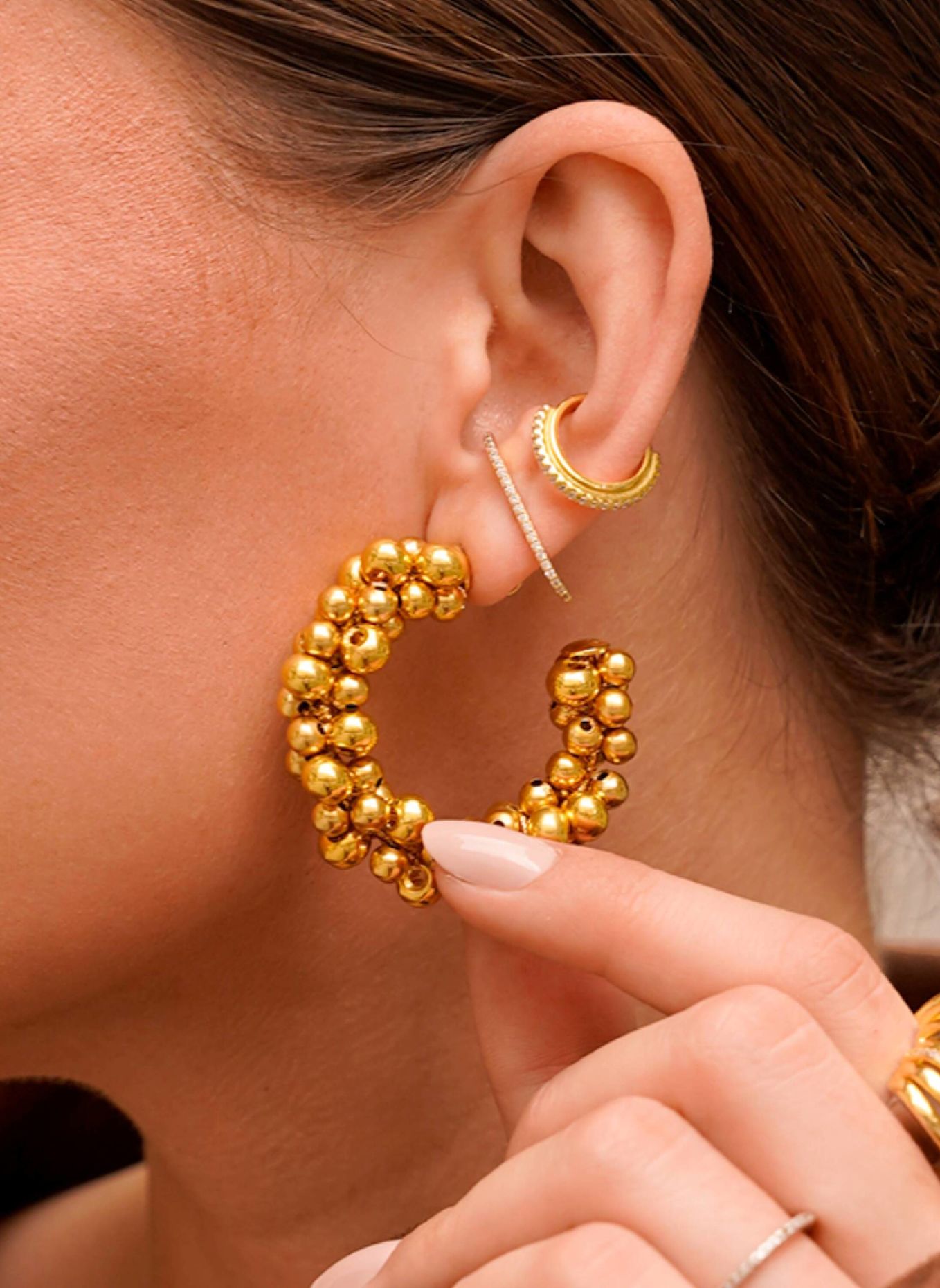 LOTT.gioielli Creolen SELENE CE GB IRREGULAR BEADED M GOLD by GLAMBOU: GOLD