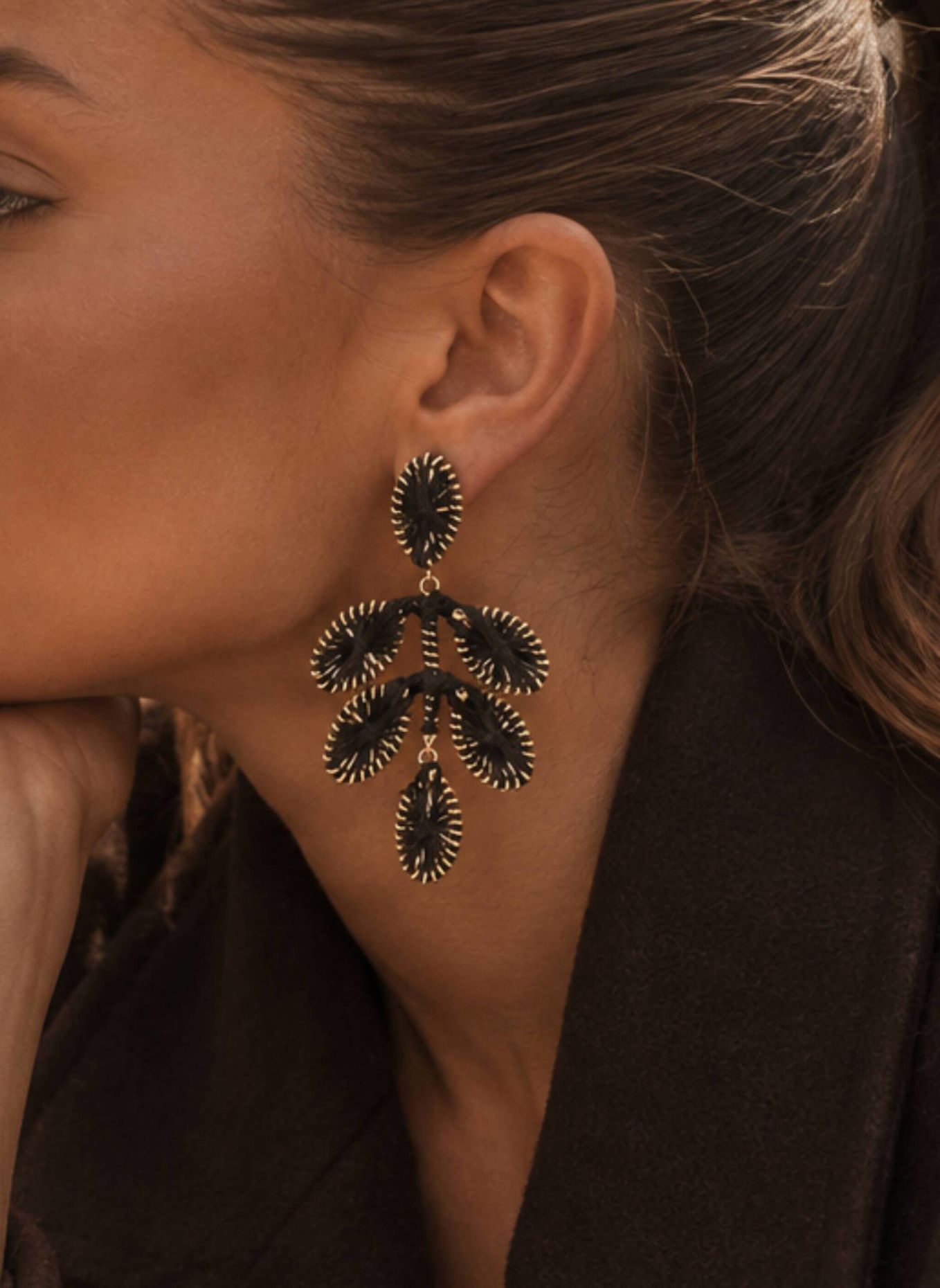 LOTT.gioielli Ohrhänger BEATRICE CE SI FLOWER LEAFS M BROWN by GLAMBOU: GOLD