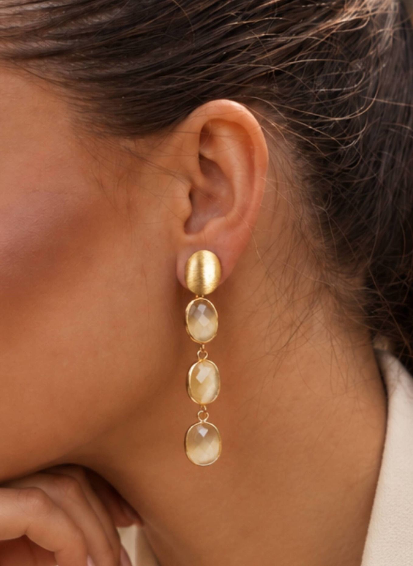 LOTT.gioielli 101400002614 APRIL CE QU THREE FRAMED STONES WAX MIX by GLAMBOU: GOLD