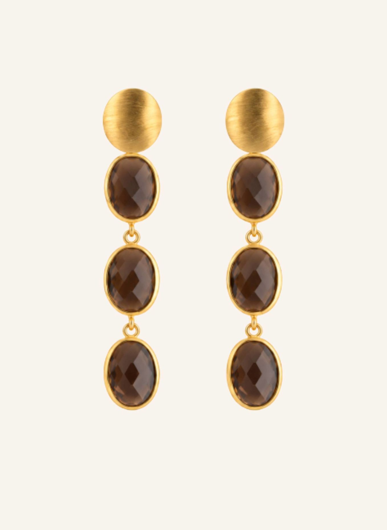 LOTT.gioielli Ohrhänger APRIL CE QU THREE FRAMED STONES BROWN MIX by GLAMBOU: GOLD