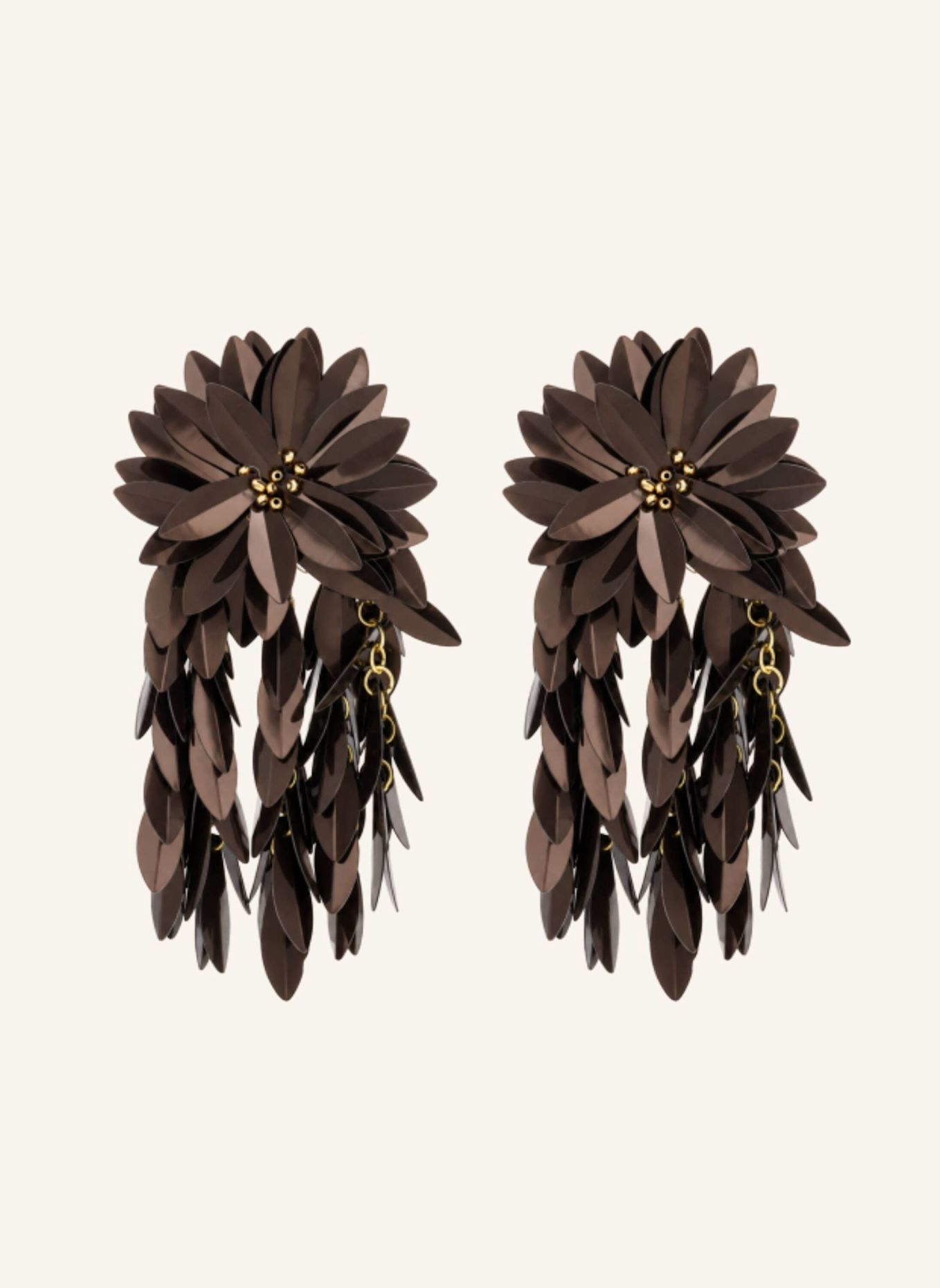 LOTT.gioielli Ohrhänger ANNETTE CE SQ SEQUIN FLOWER FALL PREMIUM L BROWN by GLAMBOU: GOLD