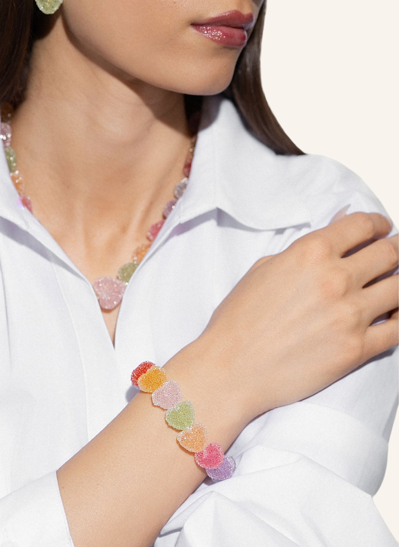 CRYSTAL HAZE Armbänder JELLY HEART RAINBOW by GLAMBOU: GOLD