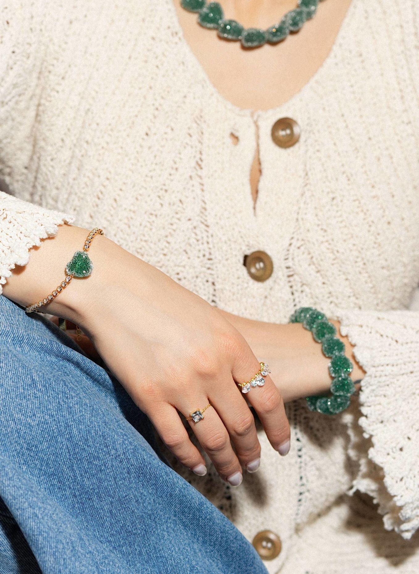 CRYSTAL HAZE Armbänder JELLY HEART CACTUS by GLAMBOU: GOLD