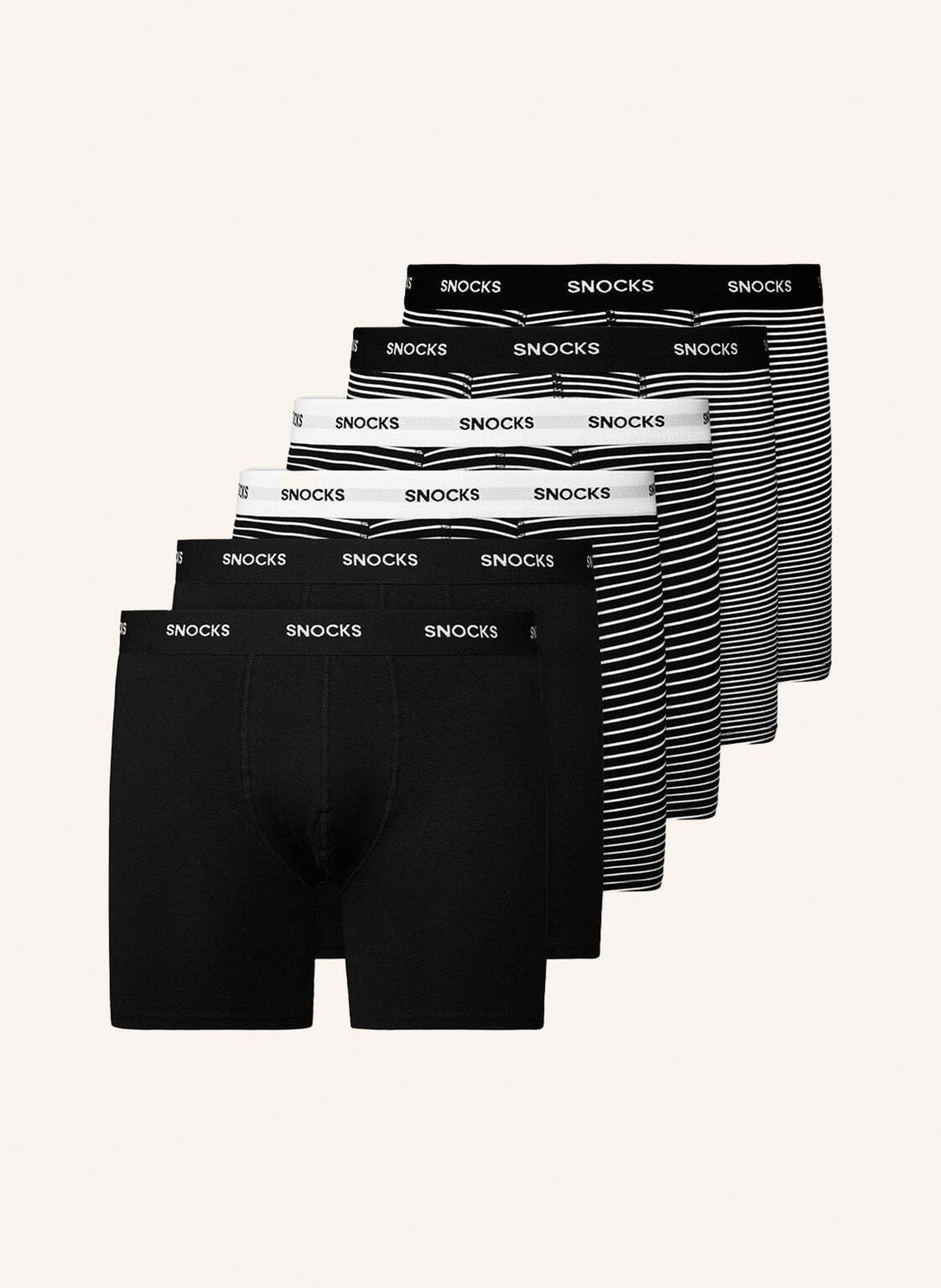 SNOCKS 6er-Pack Boxershorts mit längerem Bein: SCHWARZ