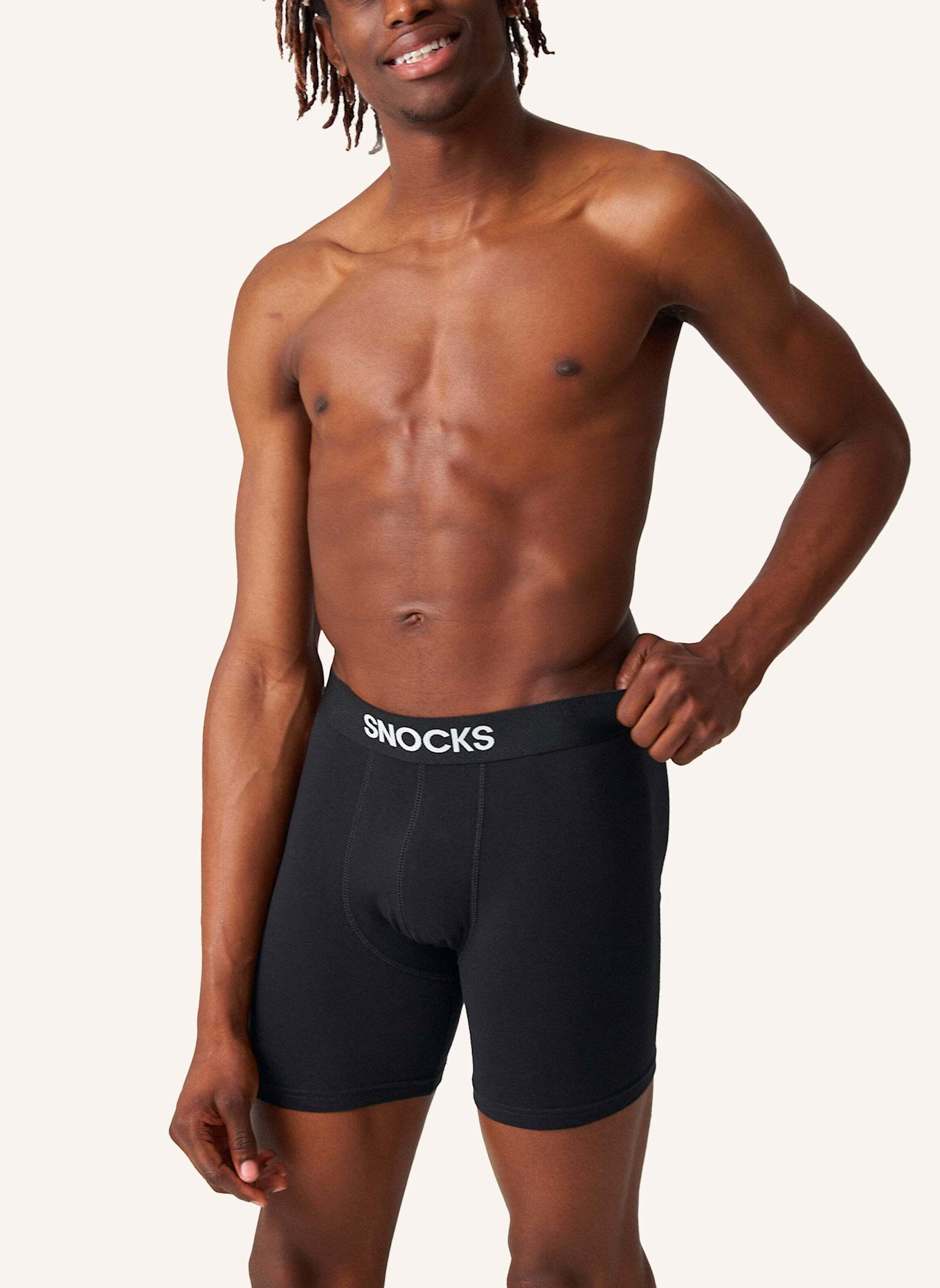 SNOCKS Lange Premium Boxershorts: SCHWARZ
