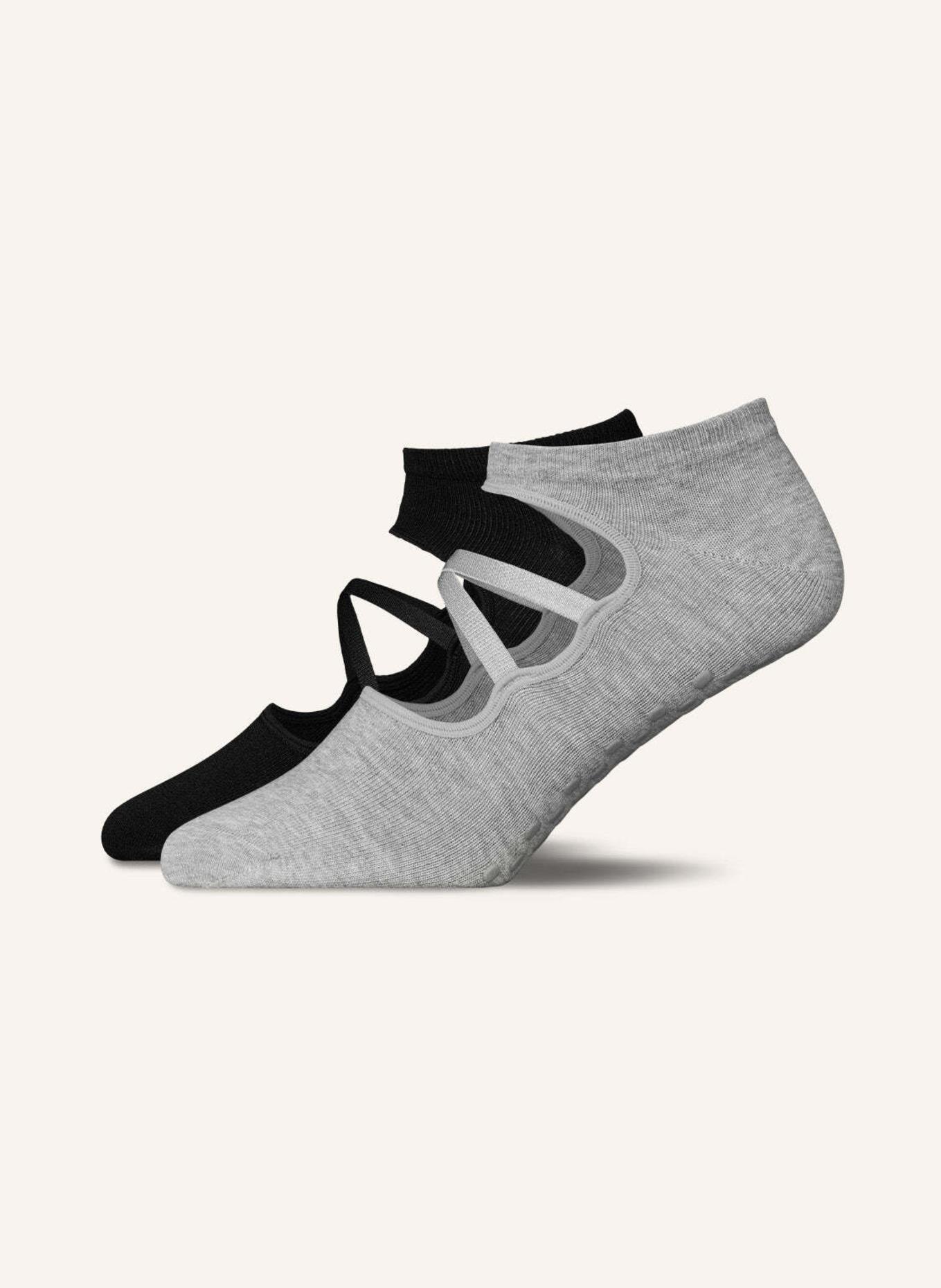 SNOCKS Pilates Socken mit Riemchen: SCHWARZ/ GRAU