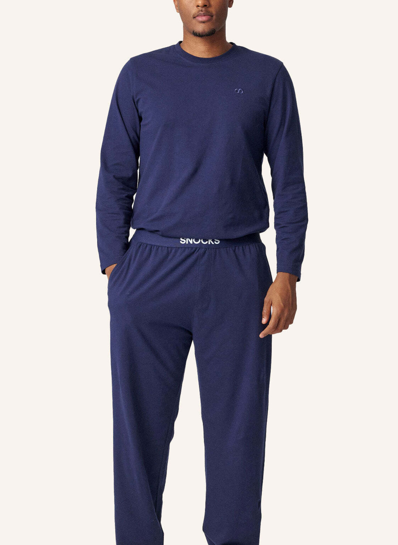 SNOCKS Schlafanzug Oberteil Herren langarm: DUNKELBLAU