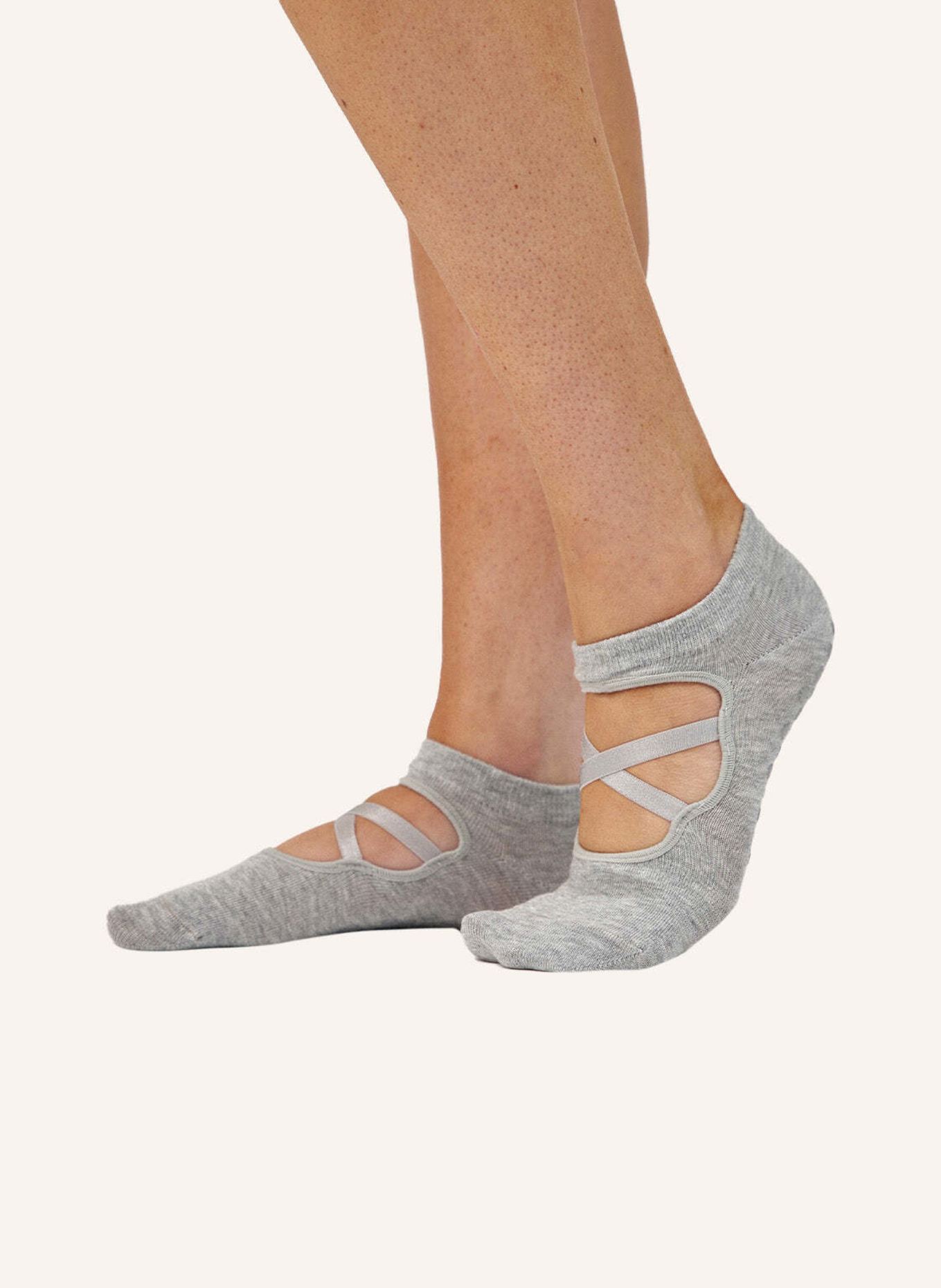 SNOCKS Pilates Socken mit Riemchen: SCHWARZ/ GRAU