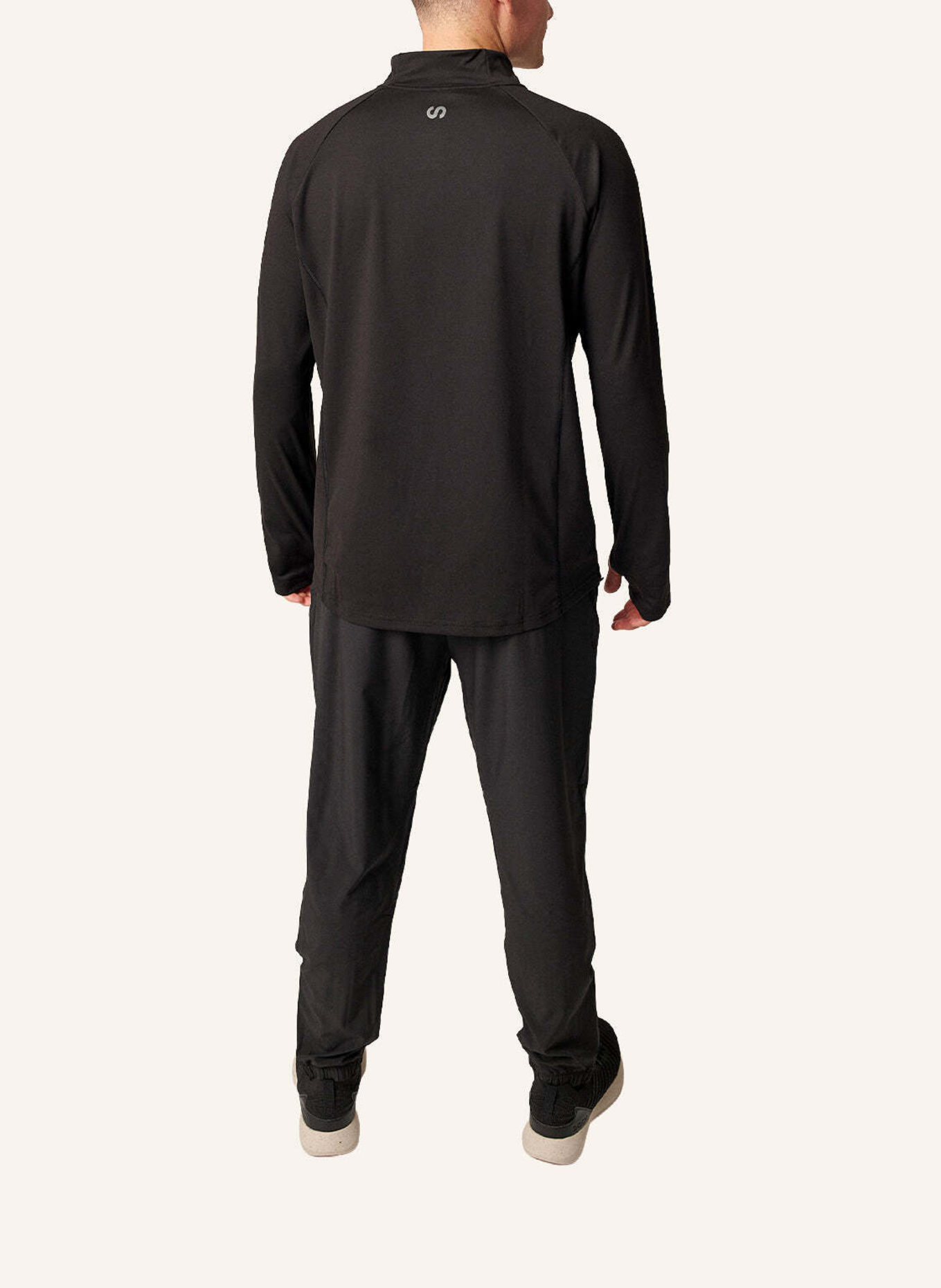 SNOCKS 1/2 Zip Sportshirt langarm Herren: SCHWARZ