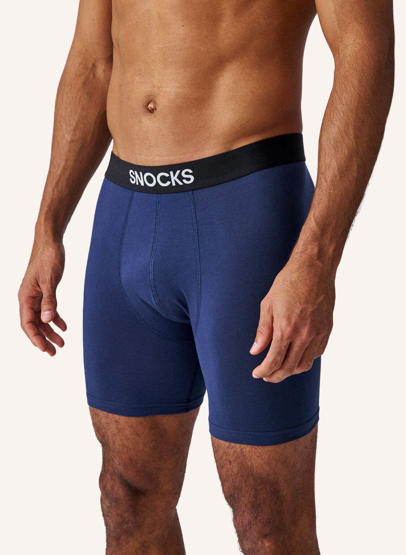 SNOCKS 6er-Pack Boxershorts mit längerem Bein: SCHWARZ/ GRAU/ DUNKELBLAU