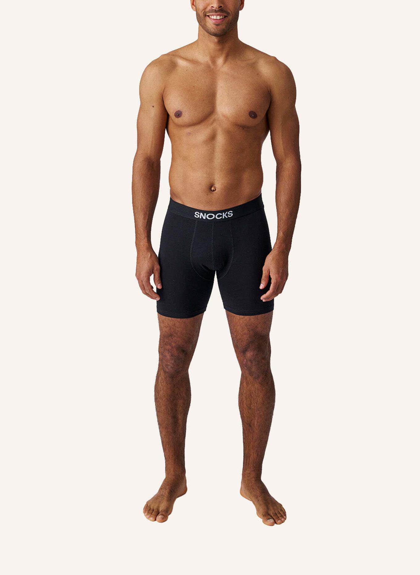 SNOCKS 6er-Pack Boxershorts mit längerem Bein: SCHWARZ/ GRAU/ DUNKELBLAU