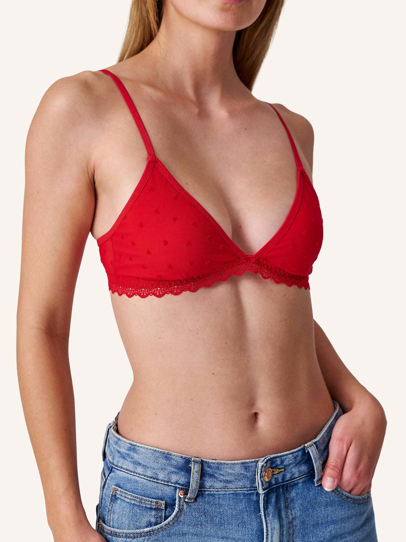 SNOCKS Triangel BH mit Herzchen-Muster: ROT