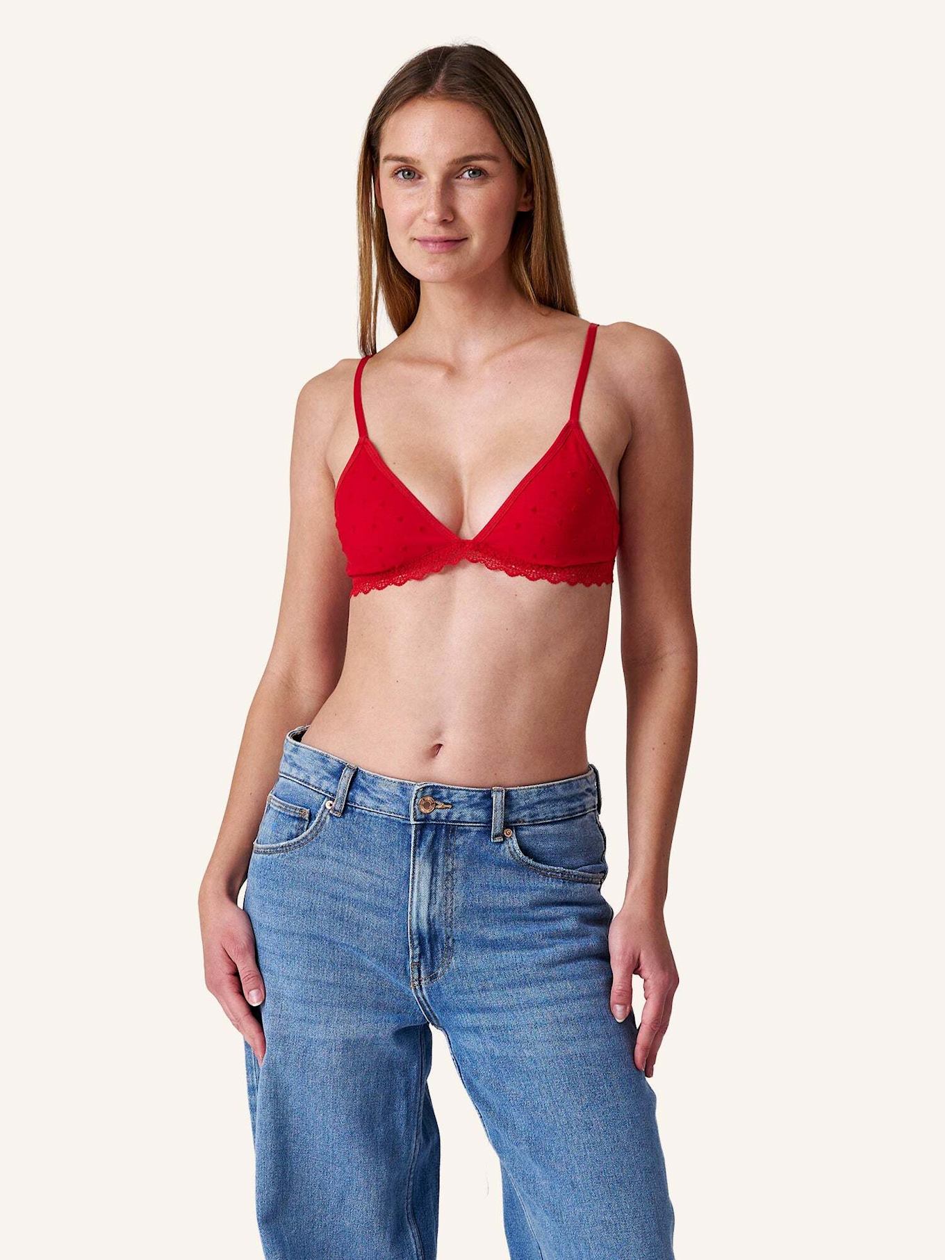 SNOCKS Triangel BH mit Herzchen-Muster: ROT