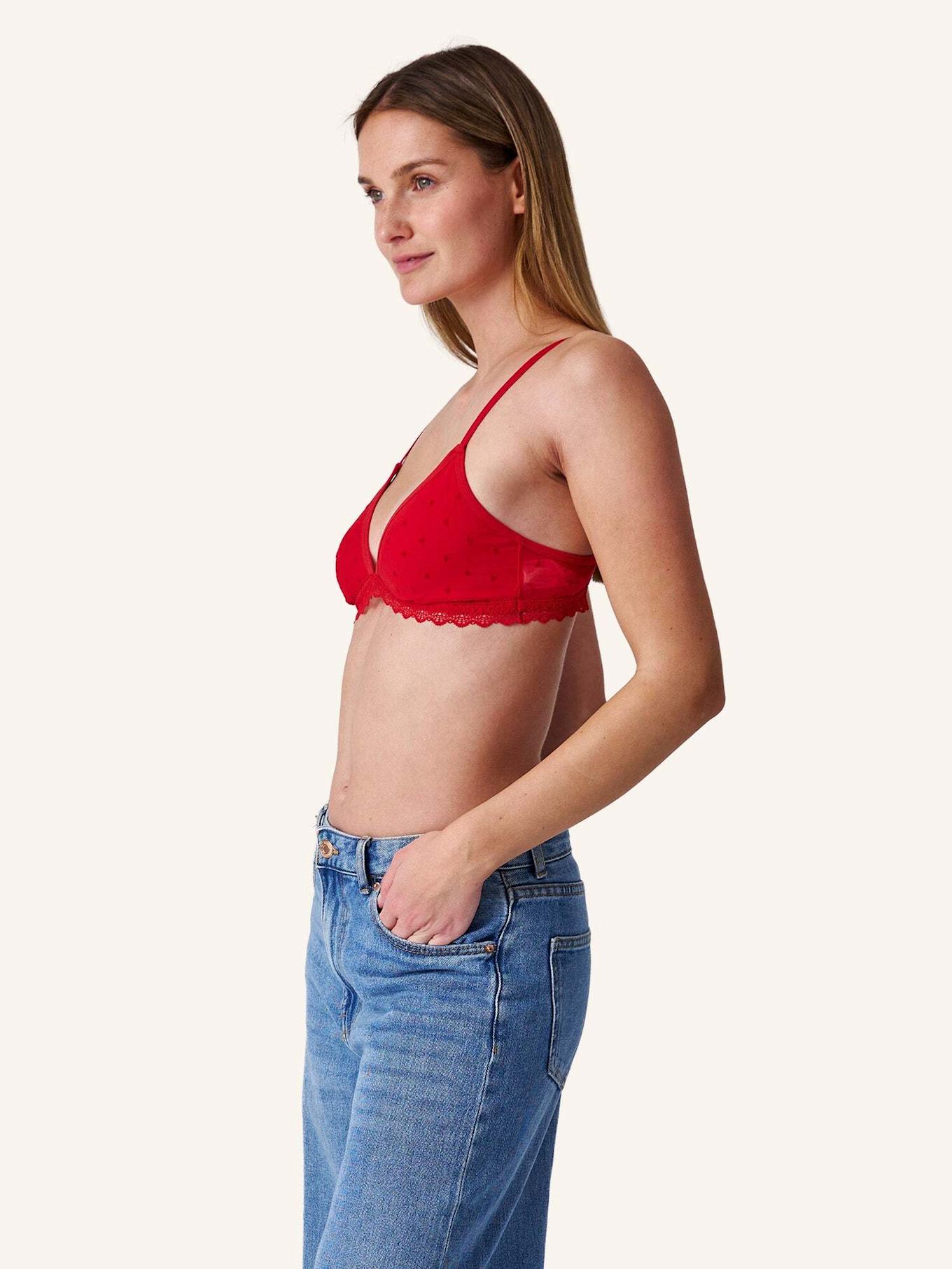 SNOCKS Triangel BH mit Herzchen-Muster: ROT