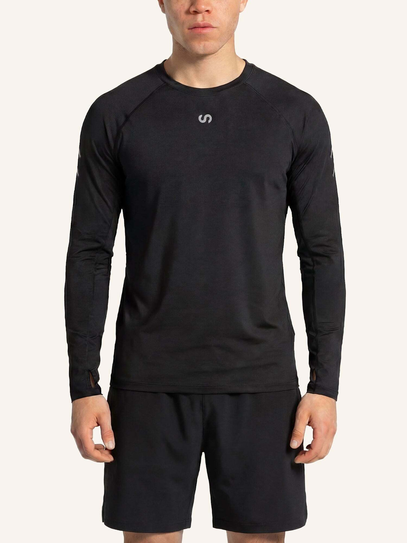 SNOCKS Laufshirt langarm Herren: SCHWARZ