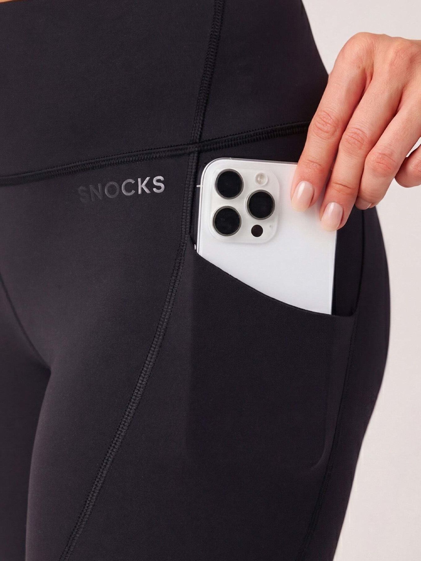 SNOCKS Premium High Waist Leggings mit Taschen: SCHWARZ
