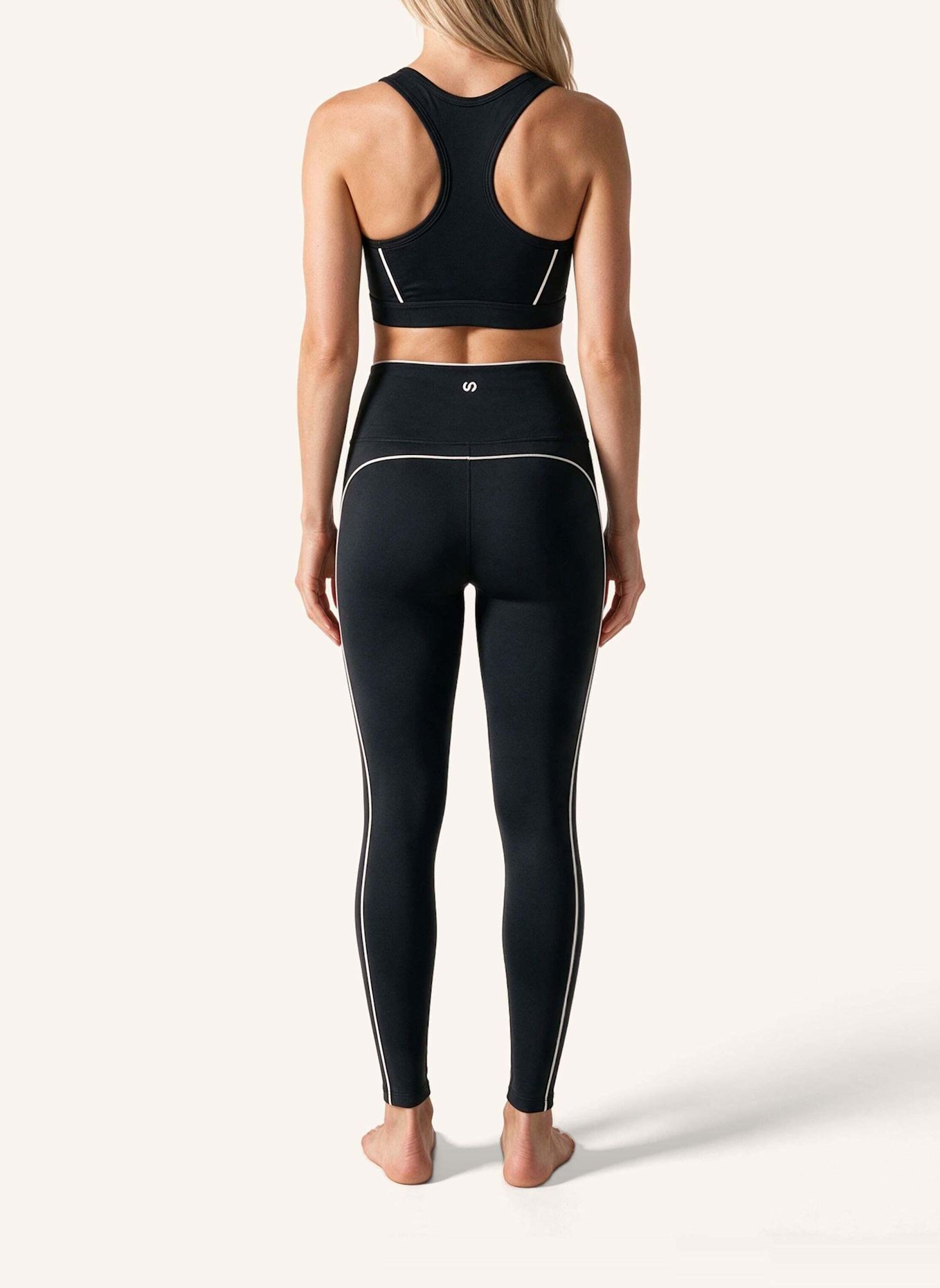 SNOCKS High Waist Leggings mit Retro Kontraststreifen: SCHWARZ