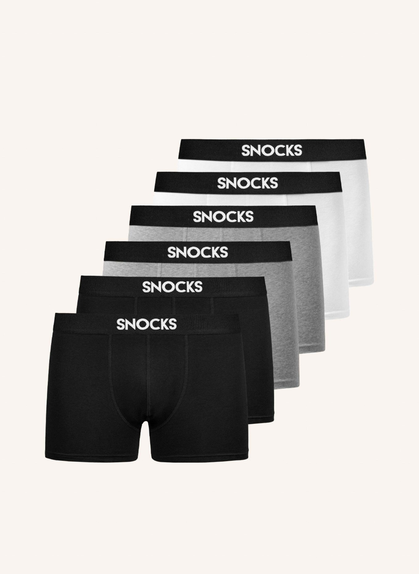 SNOCKS 6er-Pack Boxershorts, Farbe: SCHWARZ/ WEISS/ GRAU (Bild 1)