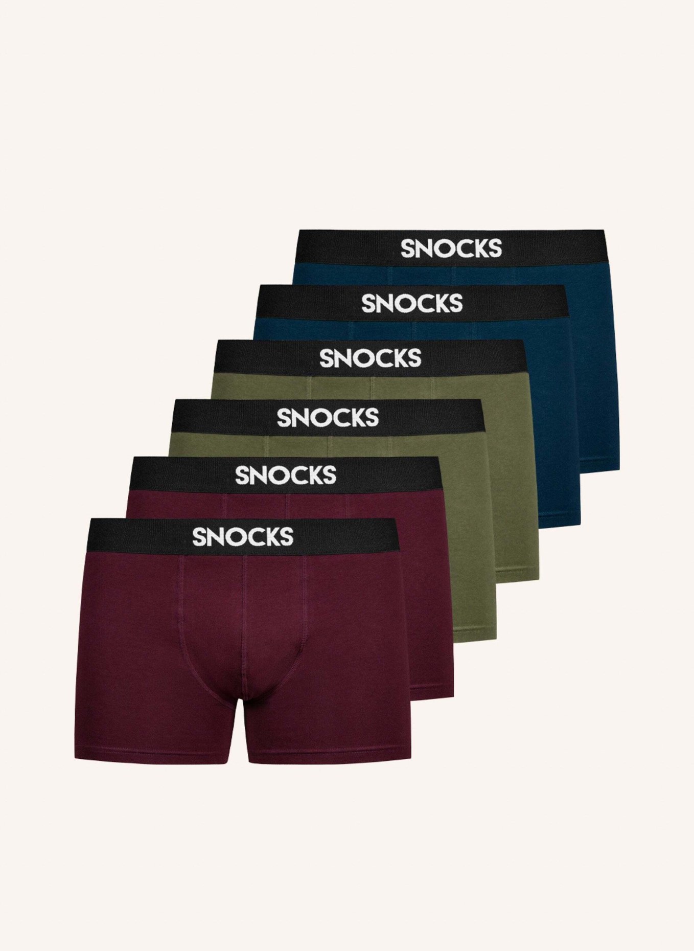 SNOCKS 6er-Pack Boxershorts, Farbe: ROT/ OLIV/ BLAU (Bild 1)