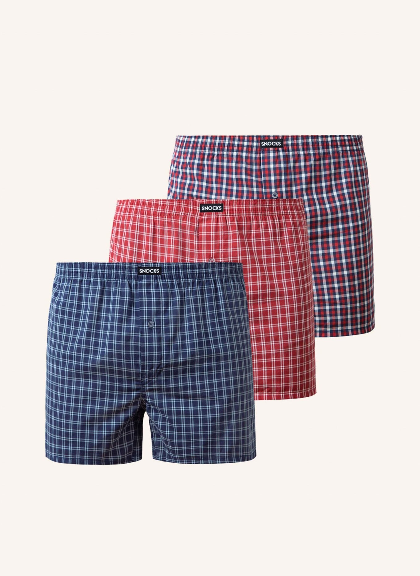 SNOCKS 3er-Pack American Boxershorts: ROT/ BLAU