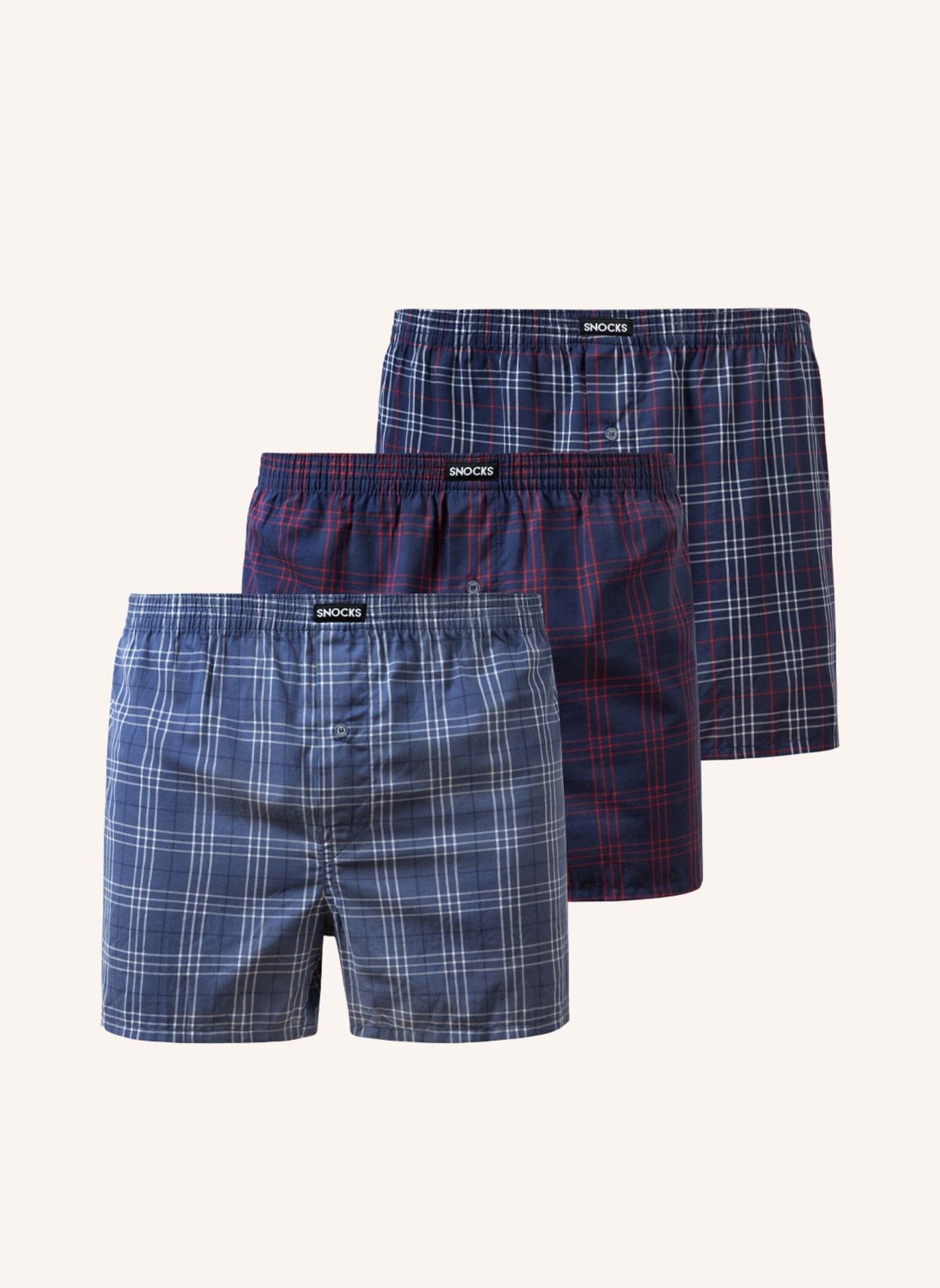 SNOCKS 3er-Pack American Boxershorts: BLAU