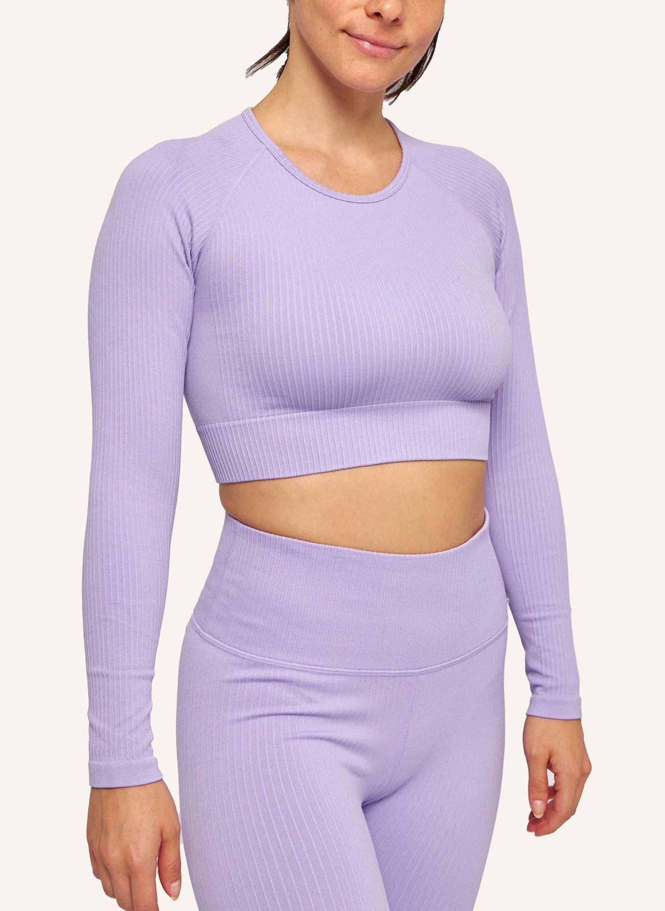 SNOCKS Geripptes Sportshirt langarm: LILA