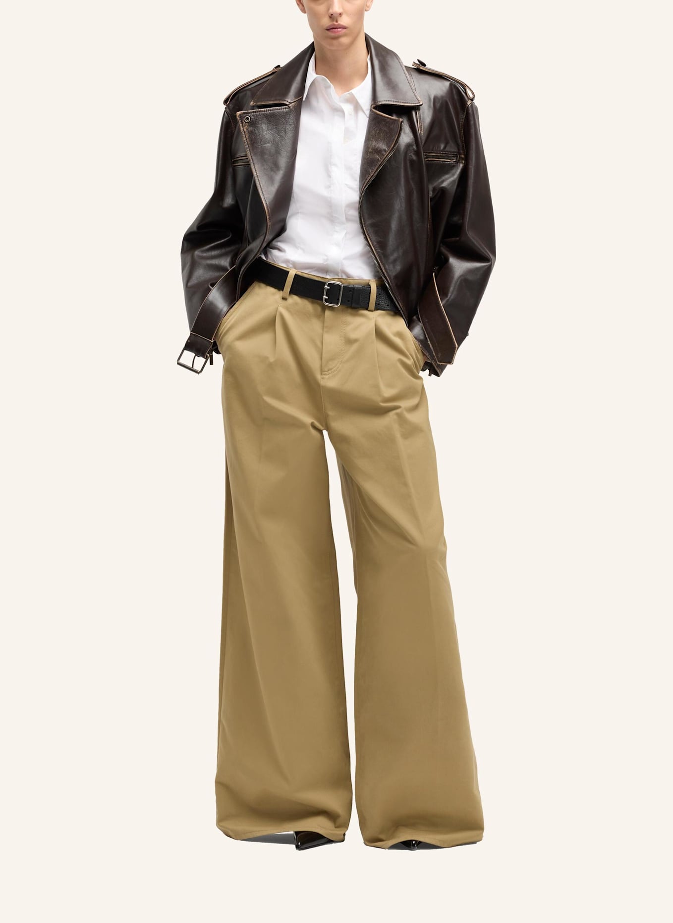 7 for all mankind Chino Pants PLEATED WIDE Wide Leg Fit: BEIGE