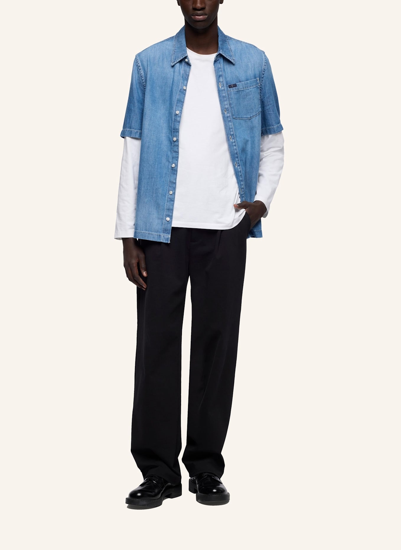 7 for all mankind S/S REGULAR SHIRT: BLAU