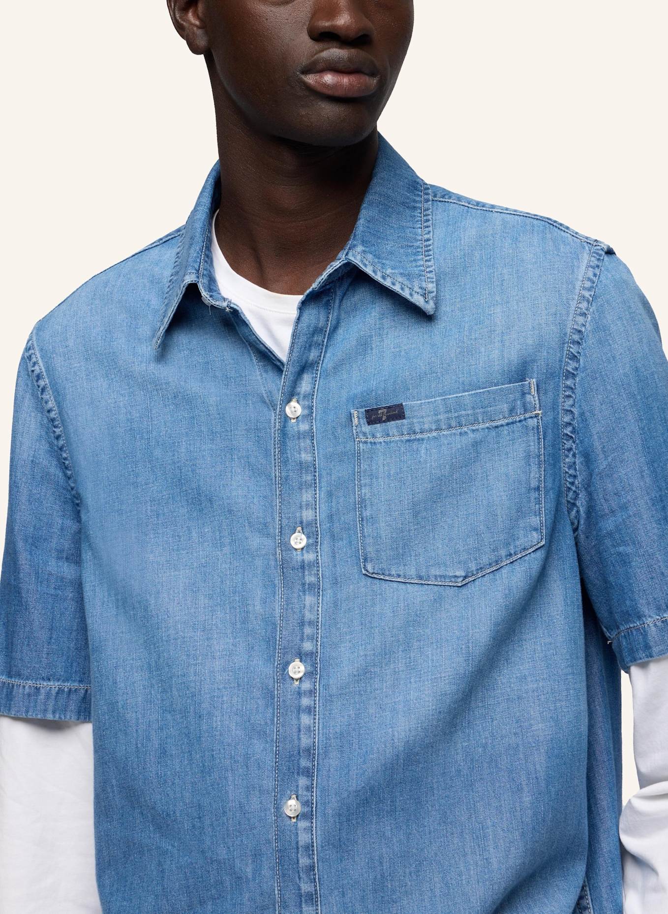 7 for all mankind S/S REGULAR SHIRT: BLAU