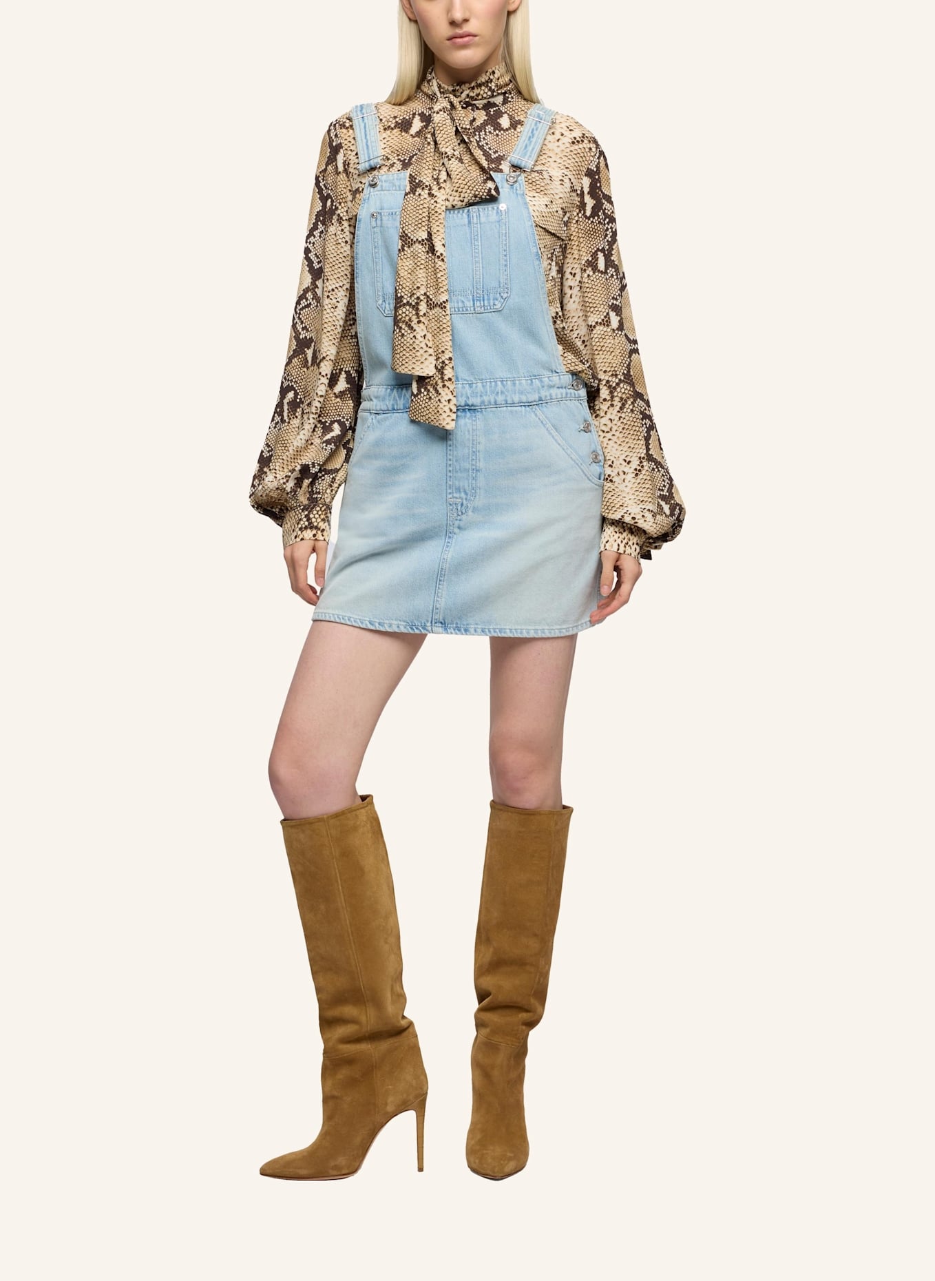 7 for all mankind DUNGARESS SKIRT: BLAU