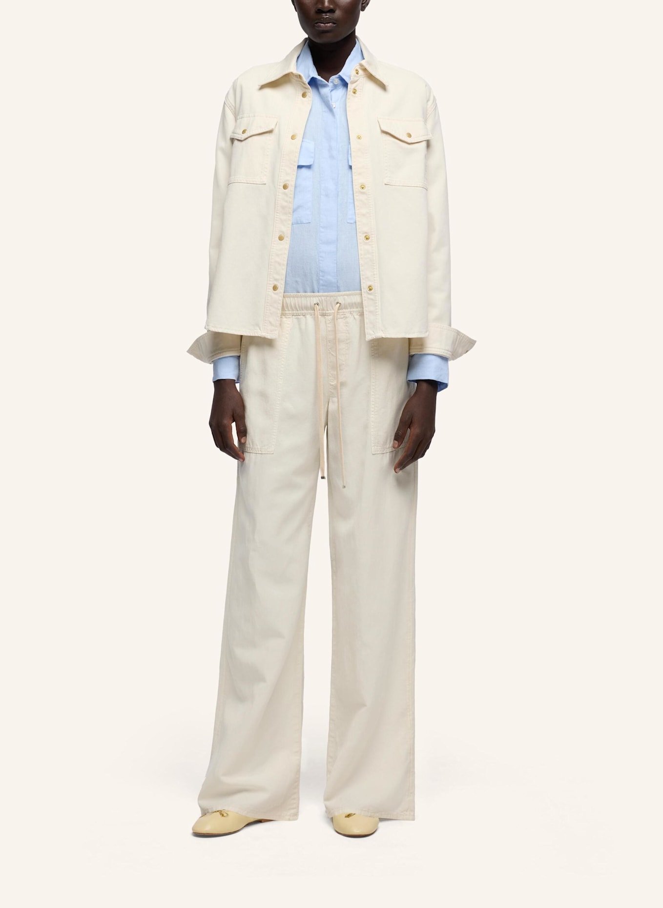 7 for all mankind Pants UTILITY PULL ON WIDE LEG Wide Leg Fit: WEISS