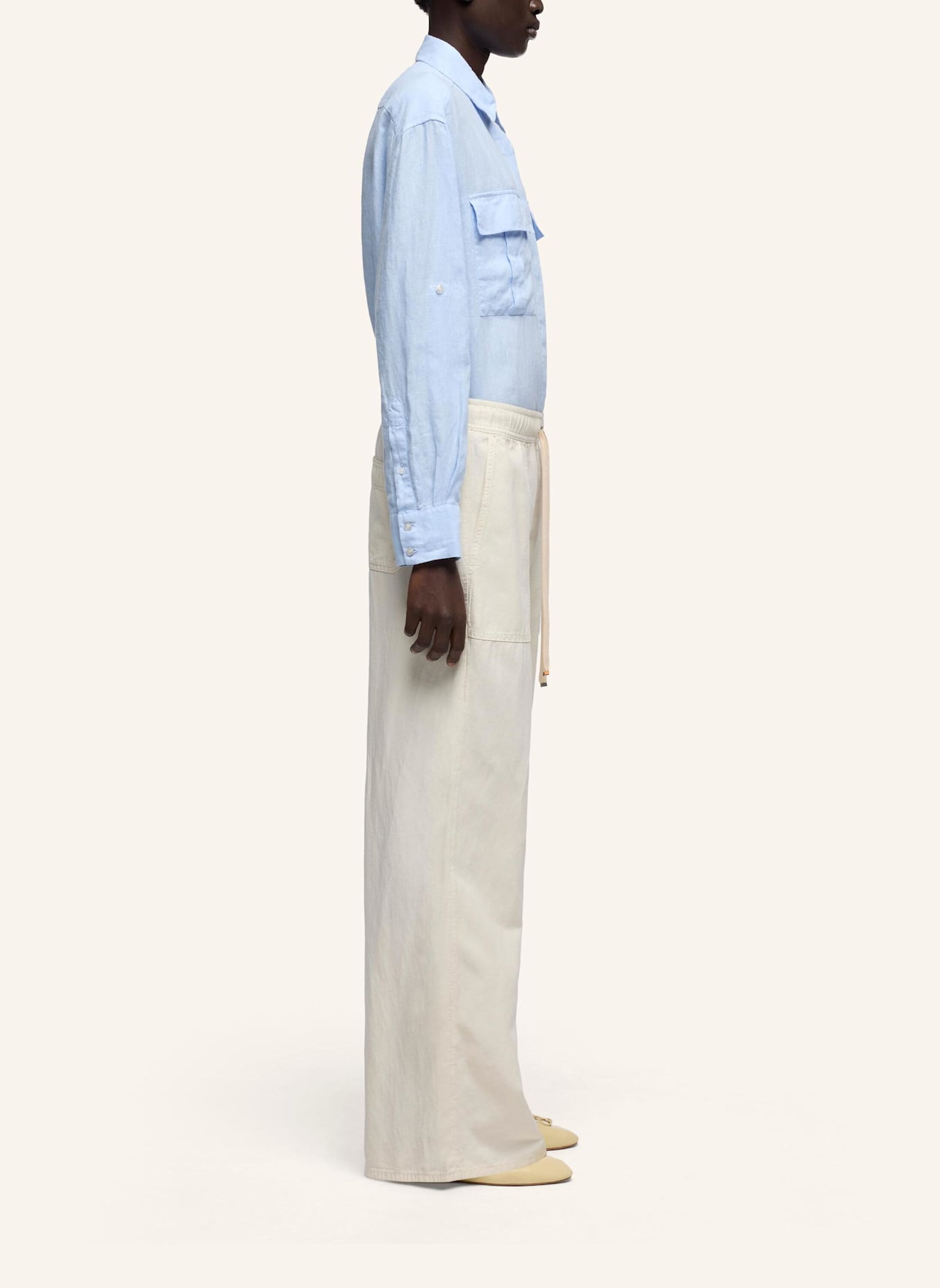 7 for all mankind Pants UTILITY PULL ON WIDE LEG Wide Leg Fit: WEISS