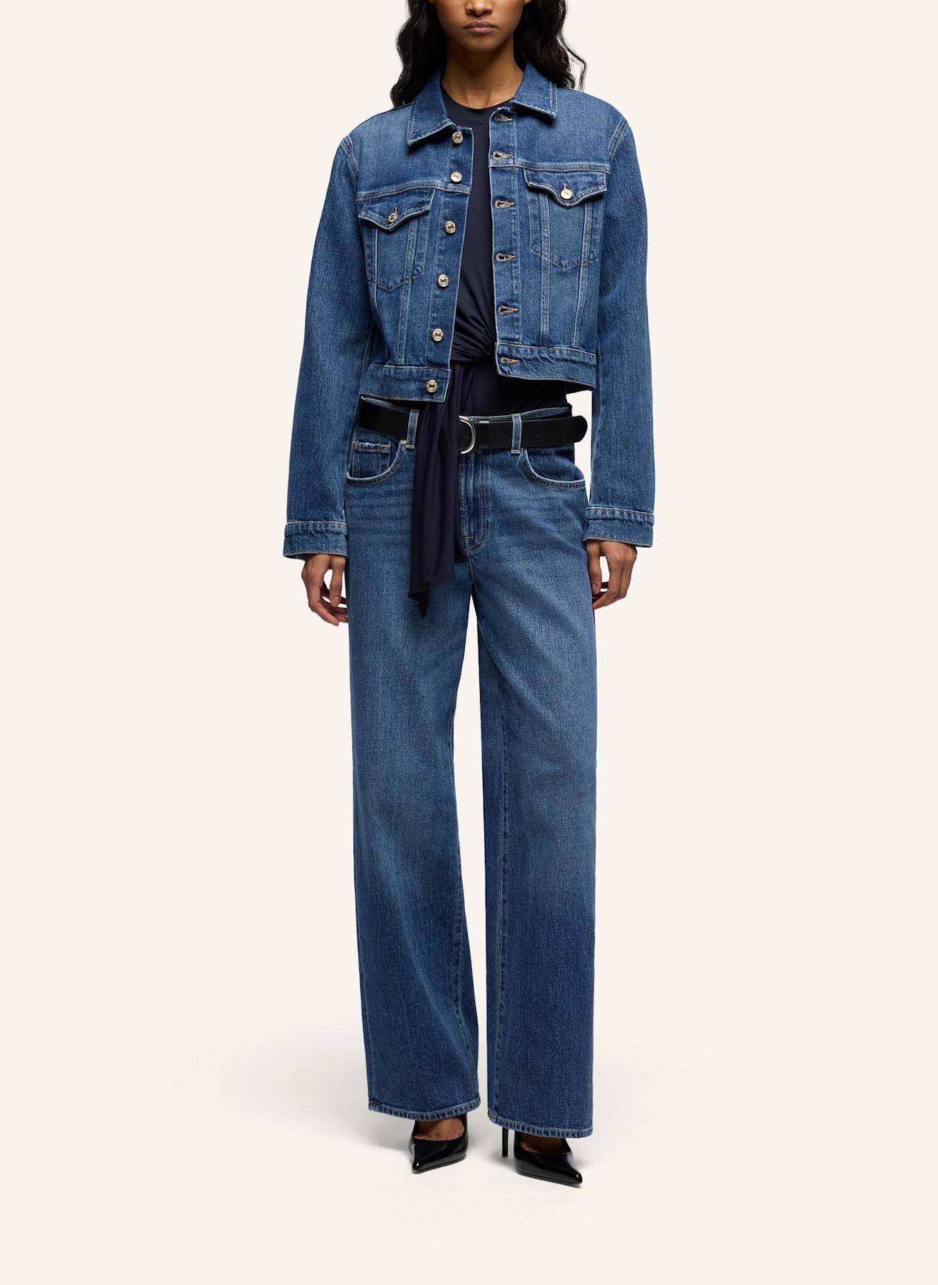 7 for all mankind Denim DARTS SHRUNKEN JACKET: BLAU