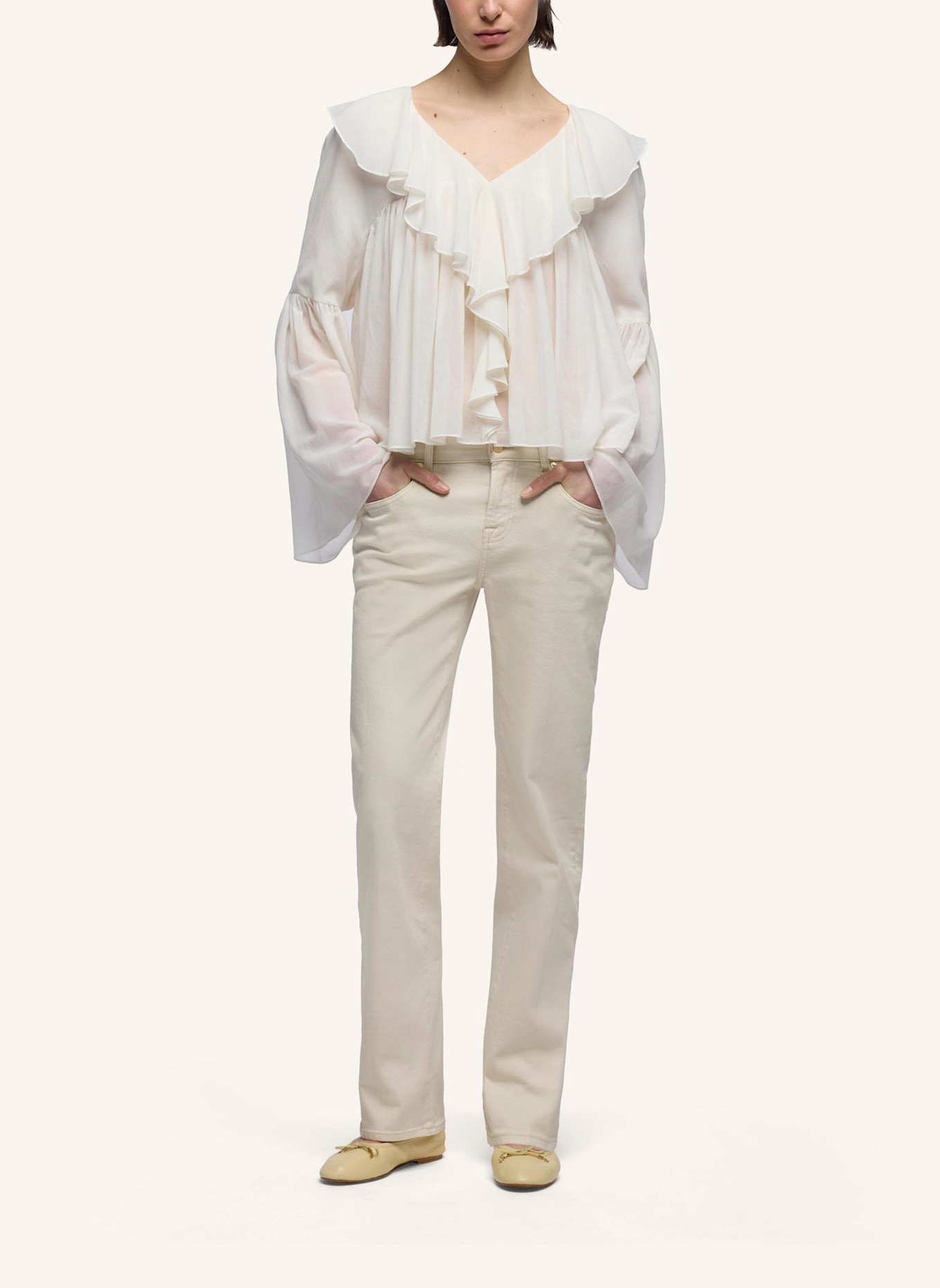 7 for all mankind Woven FLOWY L/S BLOUSE: WEISS