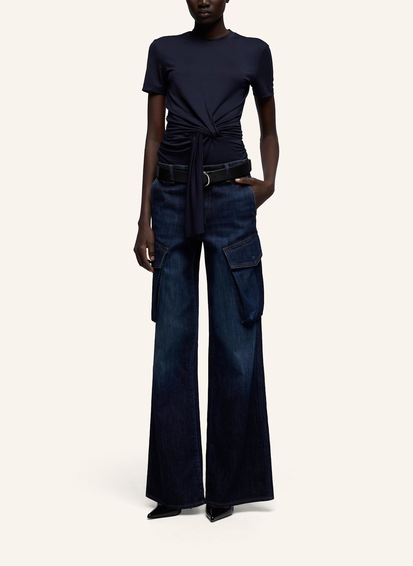 7 for all mankind Knitted FITTED TWIST TEE: BLAU