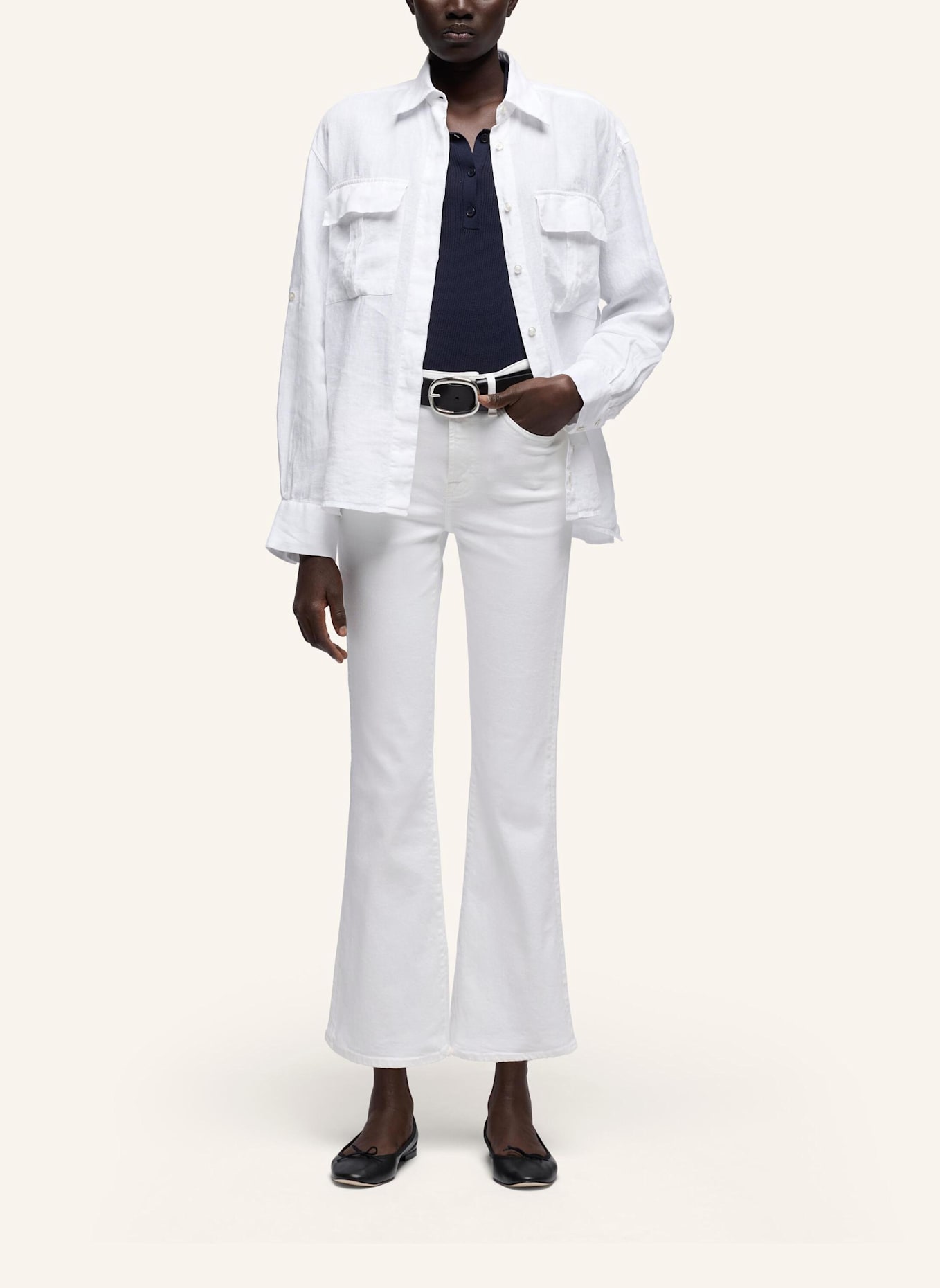 7 for all mankind Woven MILITARY SHIRT: WEISS