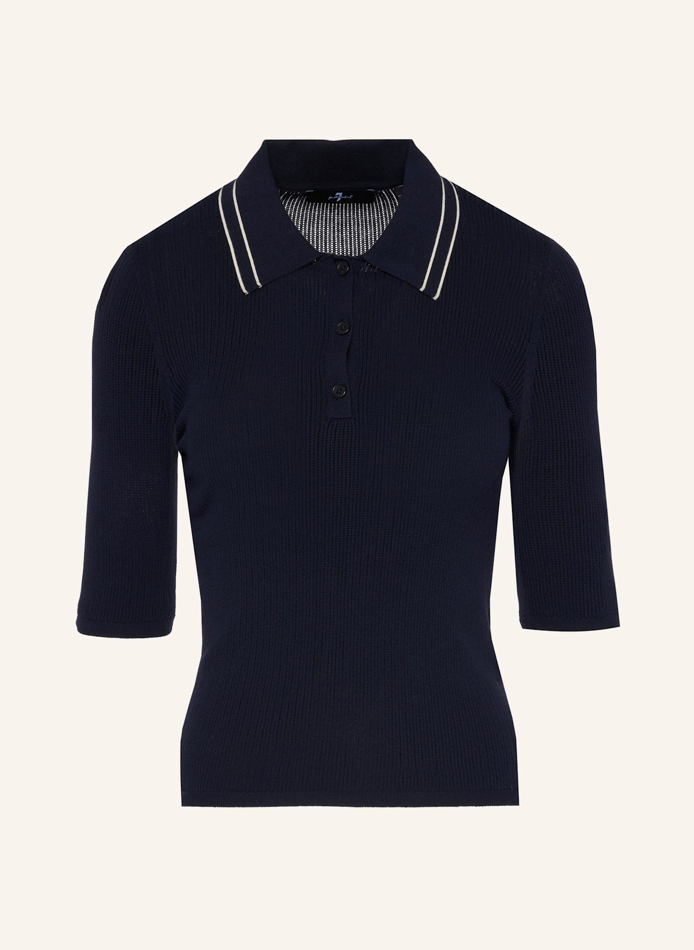 7 for all mankind Knitted PIPED COLLAR S/S POLO: BLAU